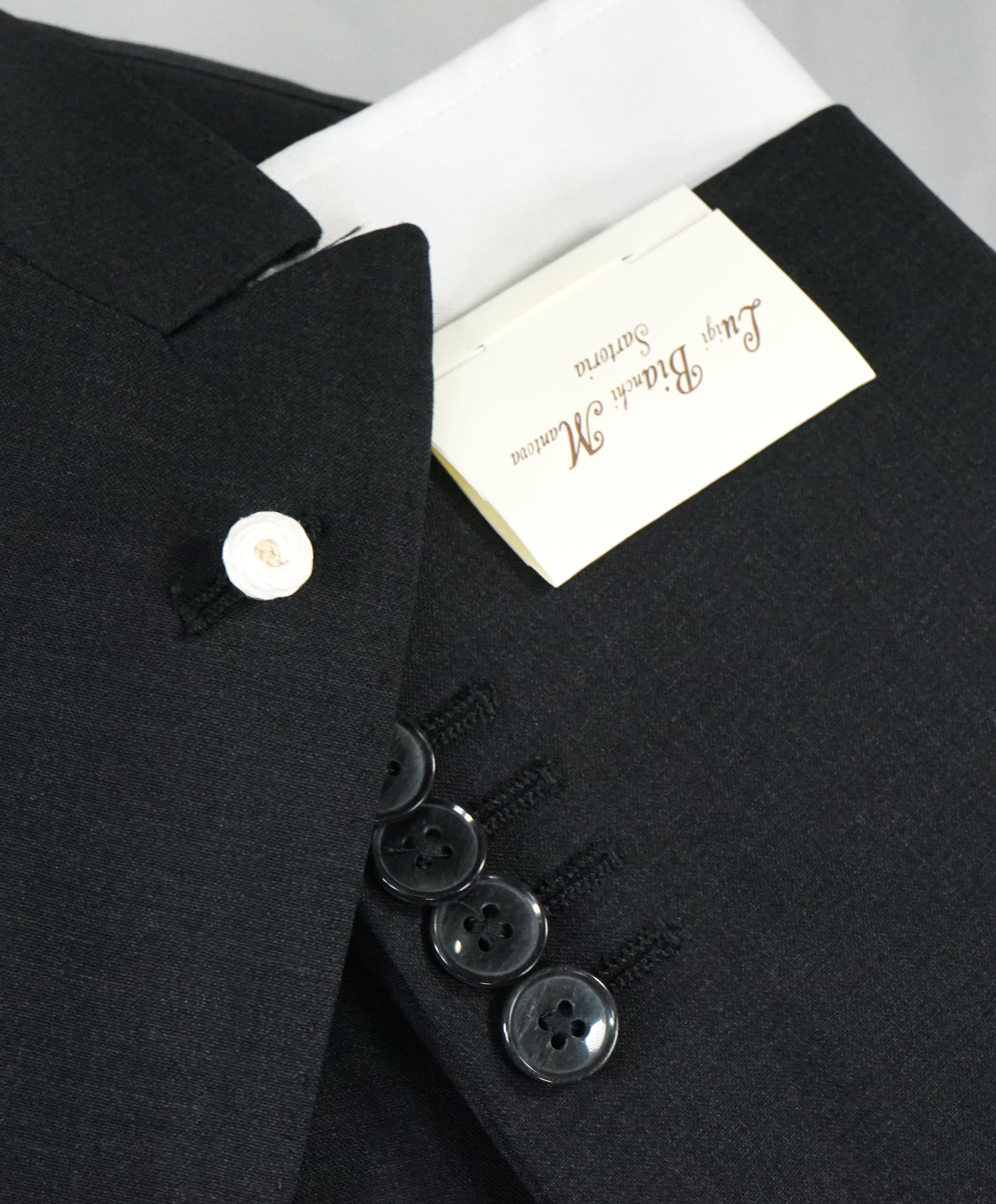 LUIGI BIANCHI MANTOVA -Made In Italy Gray Peak Lapel Pick Stitching Suit- 40R