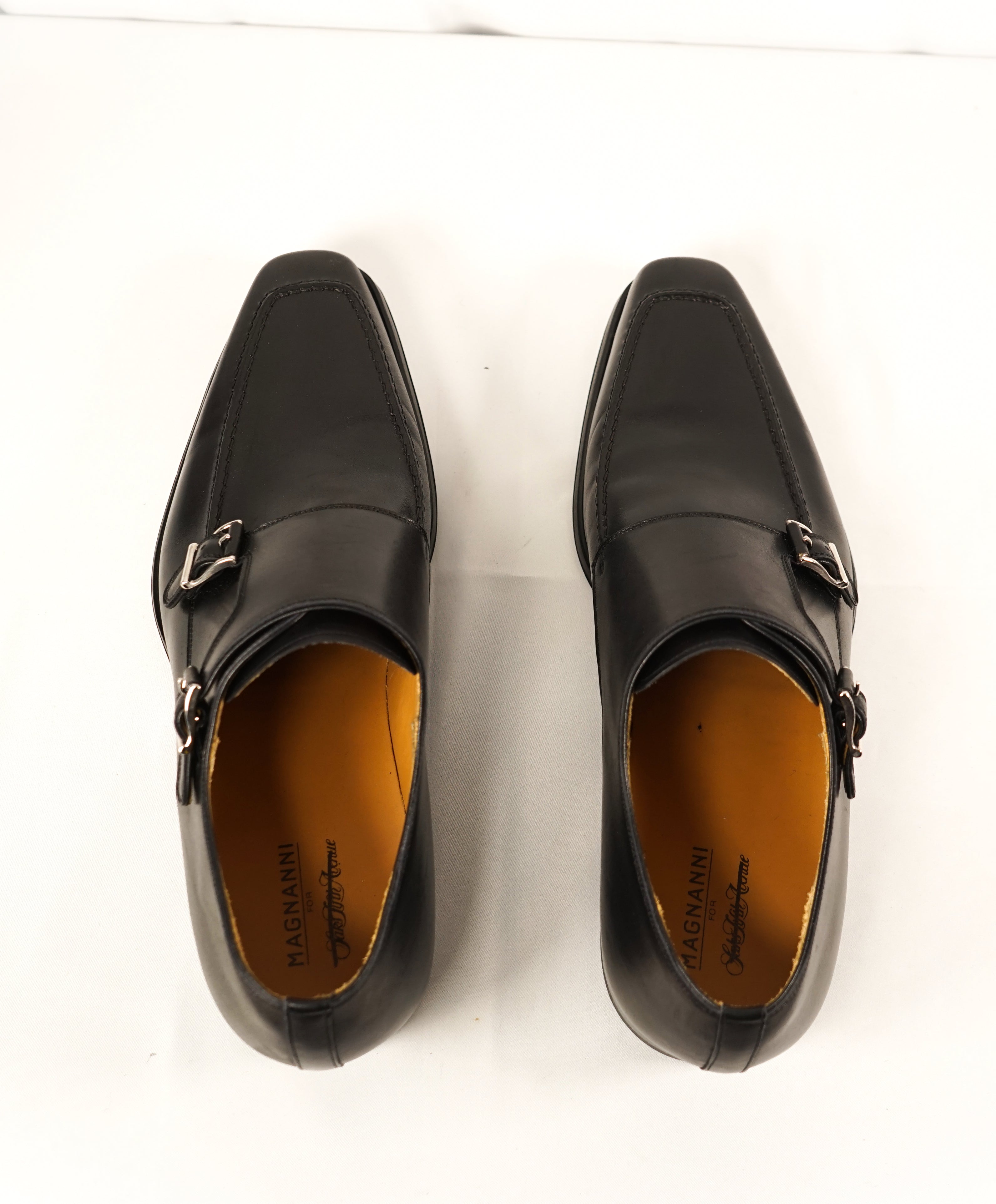 MAGNANNI for SFA - Double Monk Strap Loafers Black Durable Rubber Sole - 11