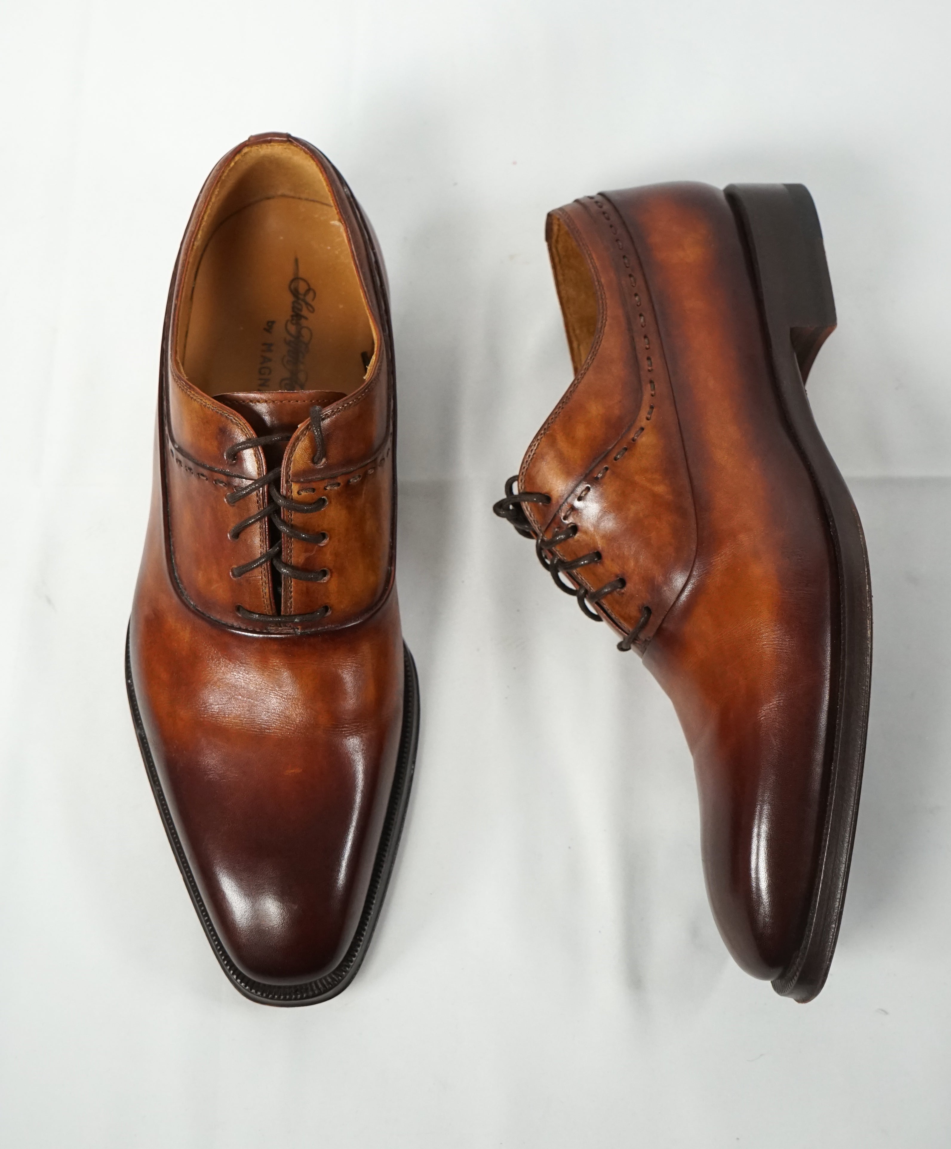 MAGNANNI - Hand Patina Oxfords In A Sleek Detailed Silhouette - 7.5