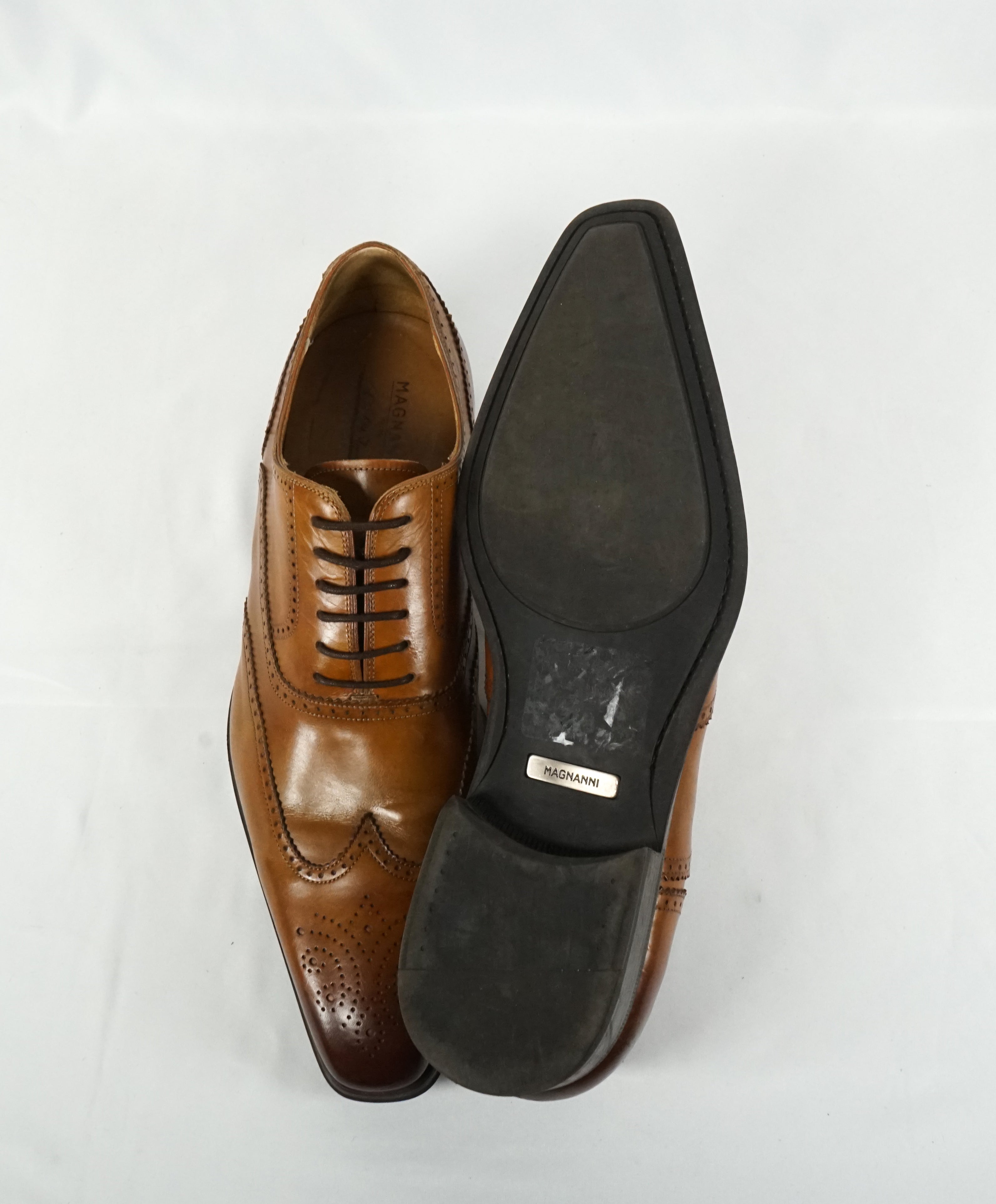 MAGNANNI - Brown Burnt Tips Wingtip Brogue Oxfords - 11.5