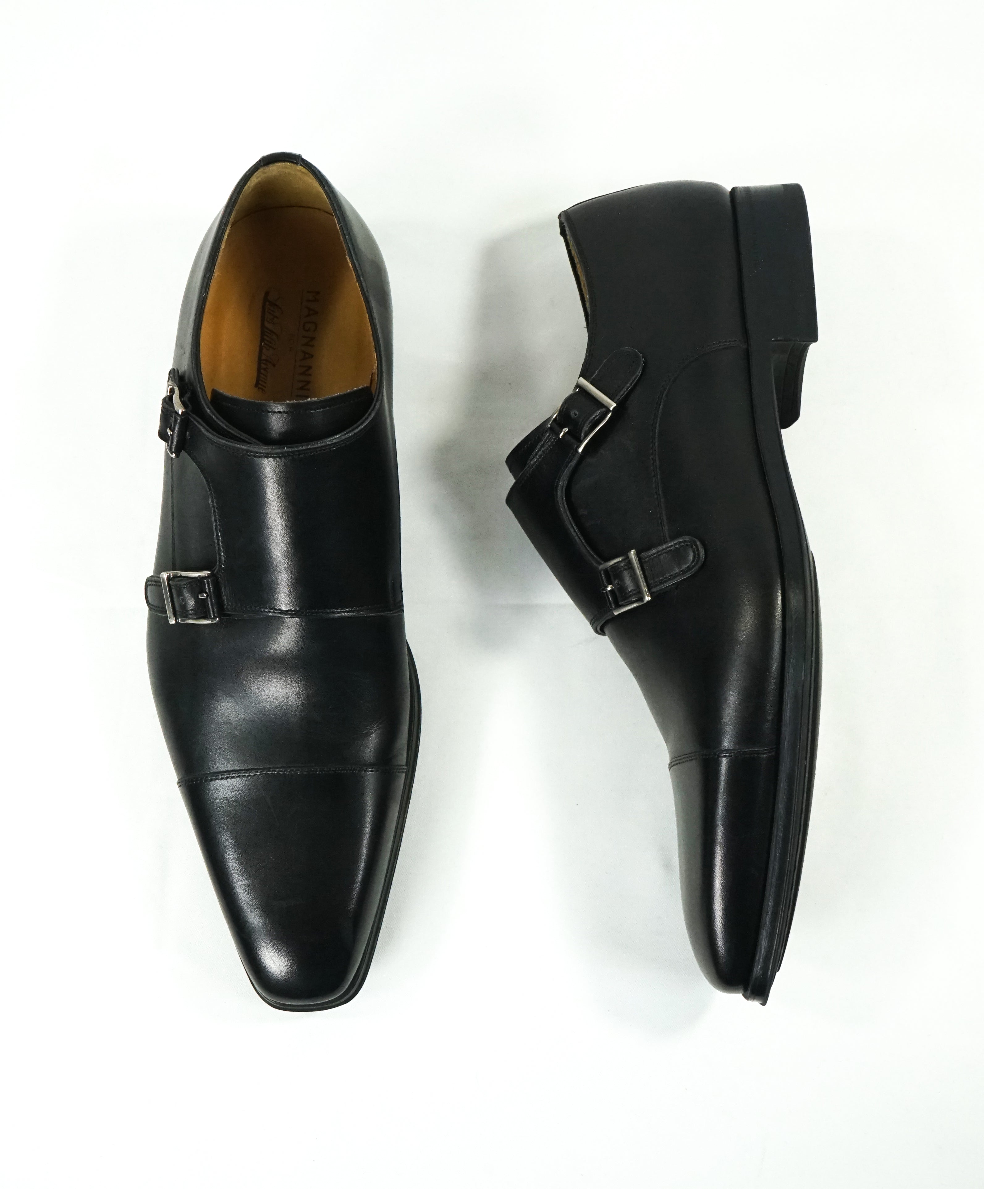 MAGNANNI For SAKS FIFTH AVENUE- Black Double Monk Strap Loafers - 8