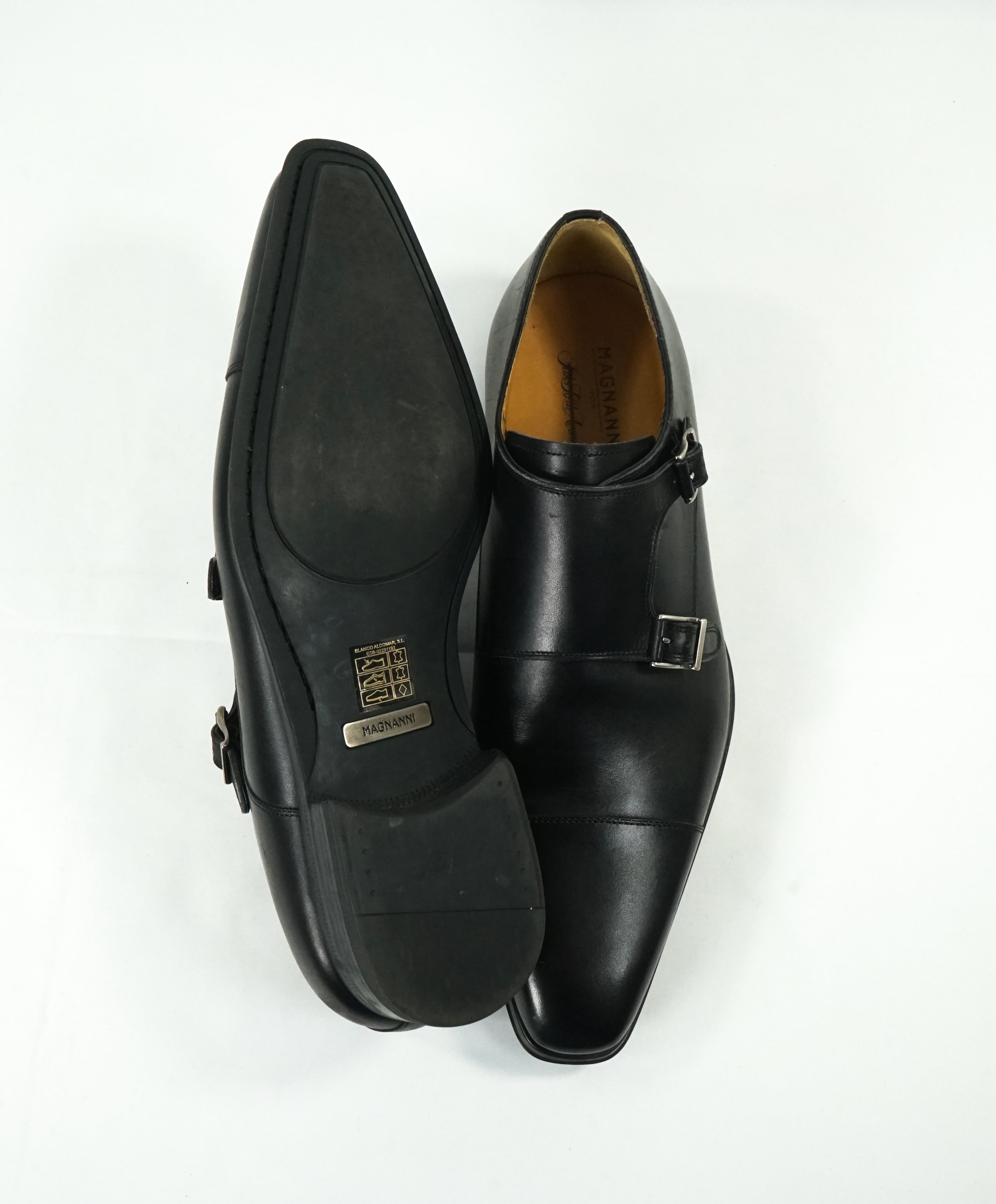 MAGNANNI For SAKS FIFTH AVENUE- Black Double Monk Strap Loafers - 8