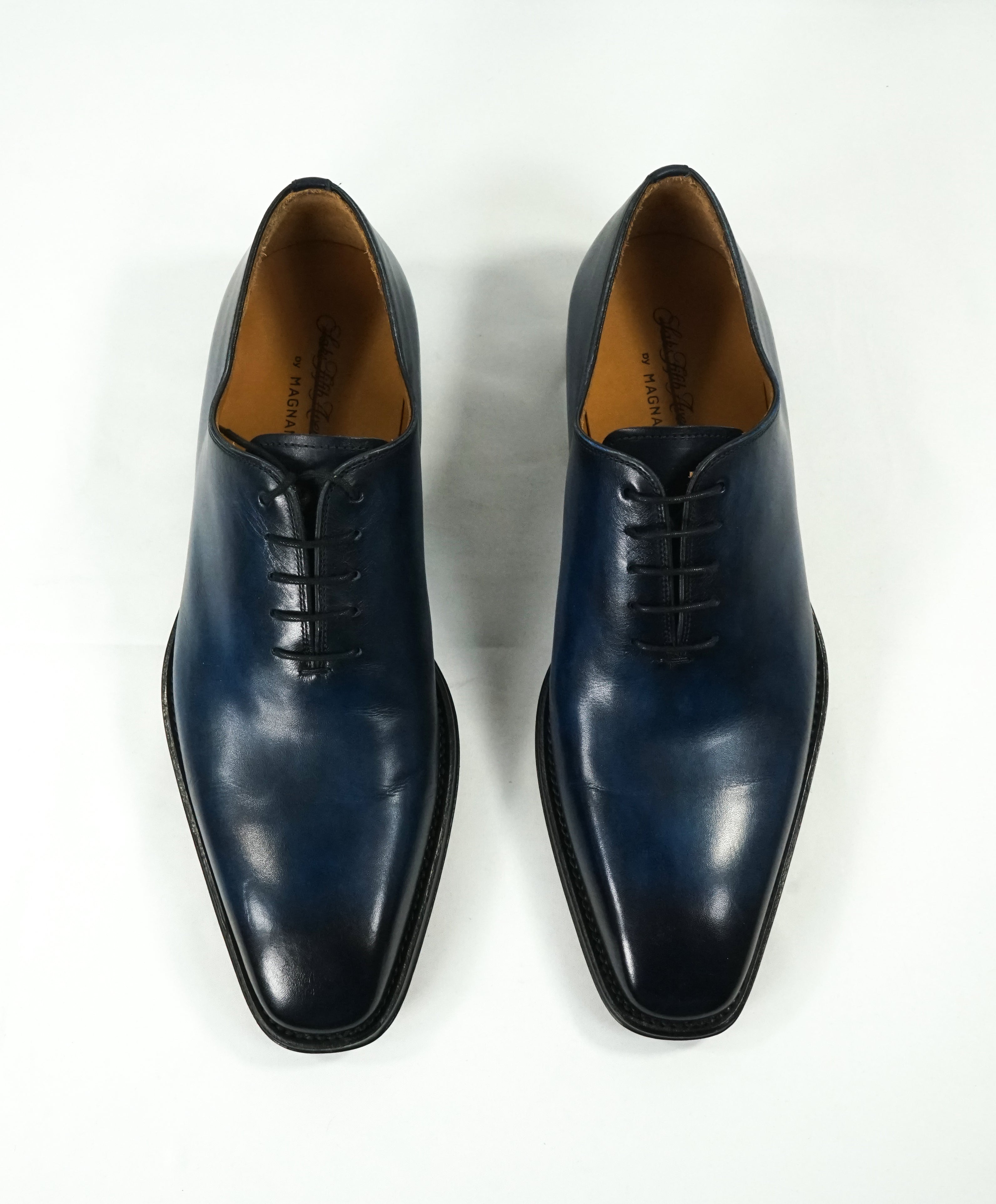 MAGNANNI - “Amelio” Blue Patina Whole-cut Balmoral Oxfords - 9.5