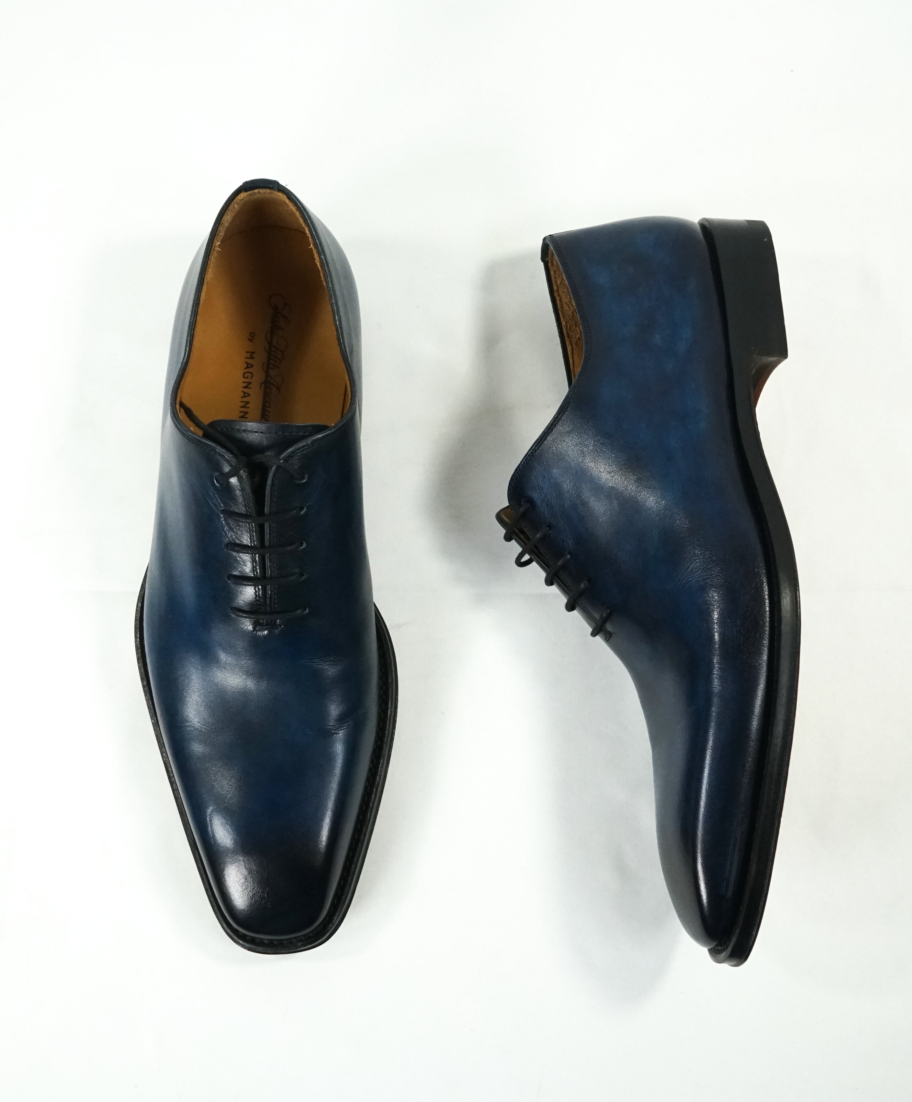 MAGNANNI - “Amelio” Blue Patina Whole-cut Balmoral Oxfords - 9.5