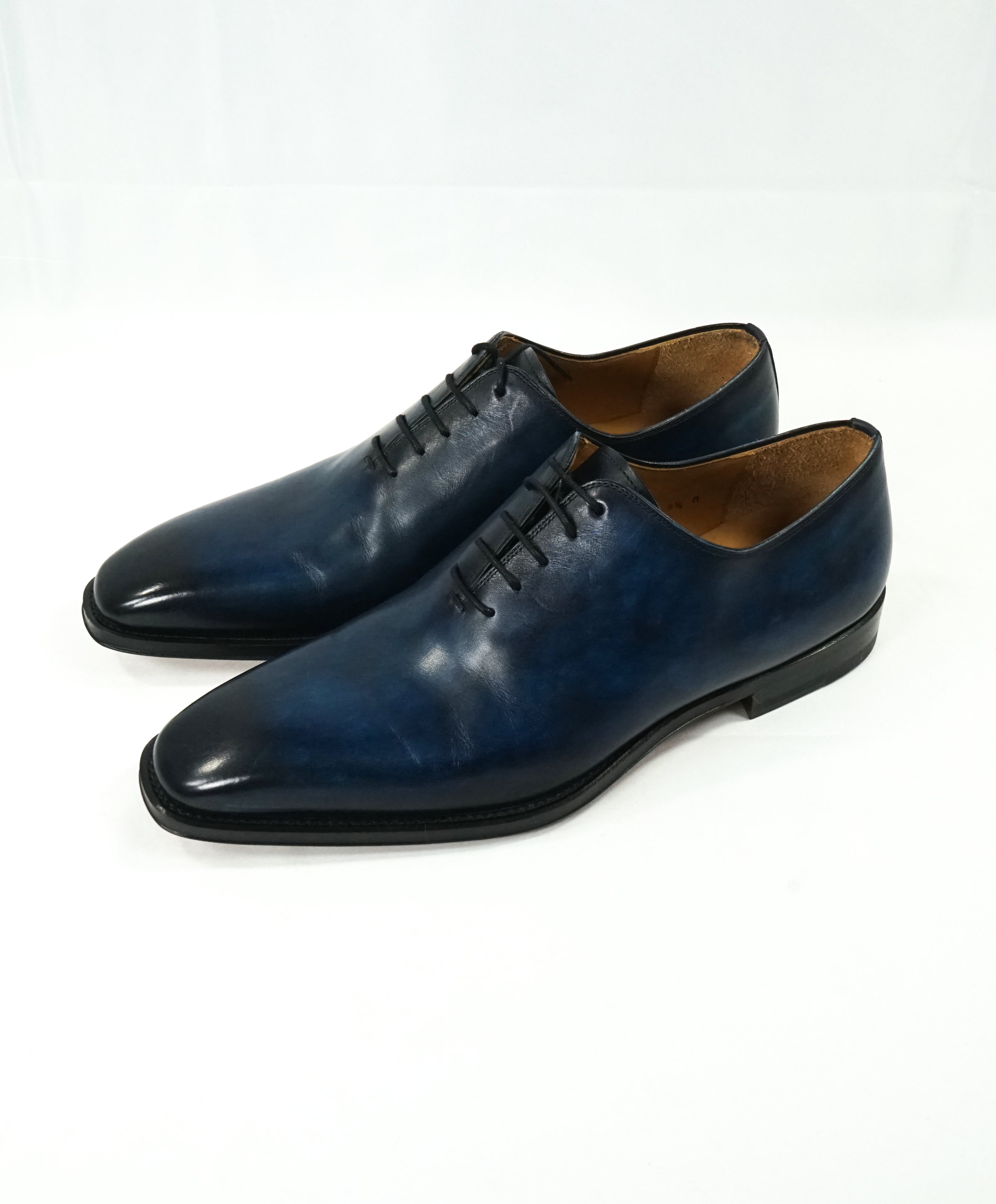 MAGNANNI - “Amelio” Blue Patina Whole-cut Balmoral Oxfords - 9.5