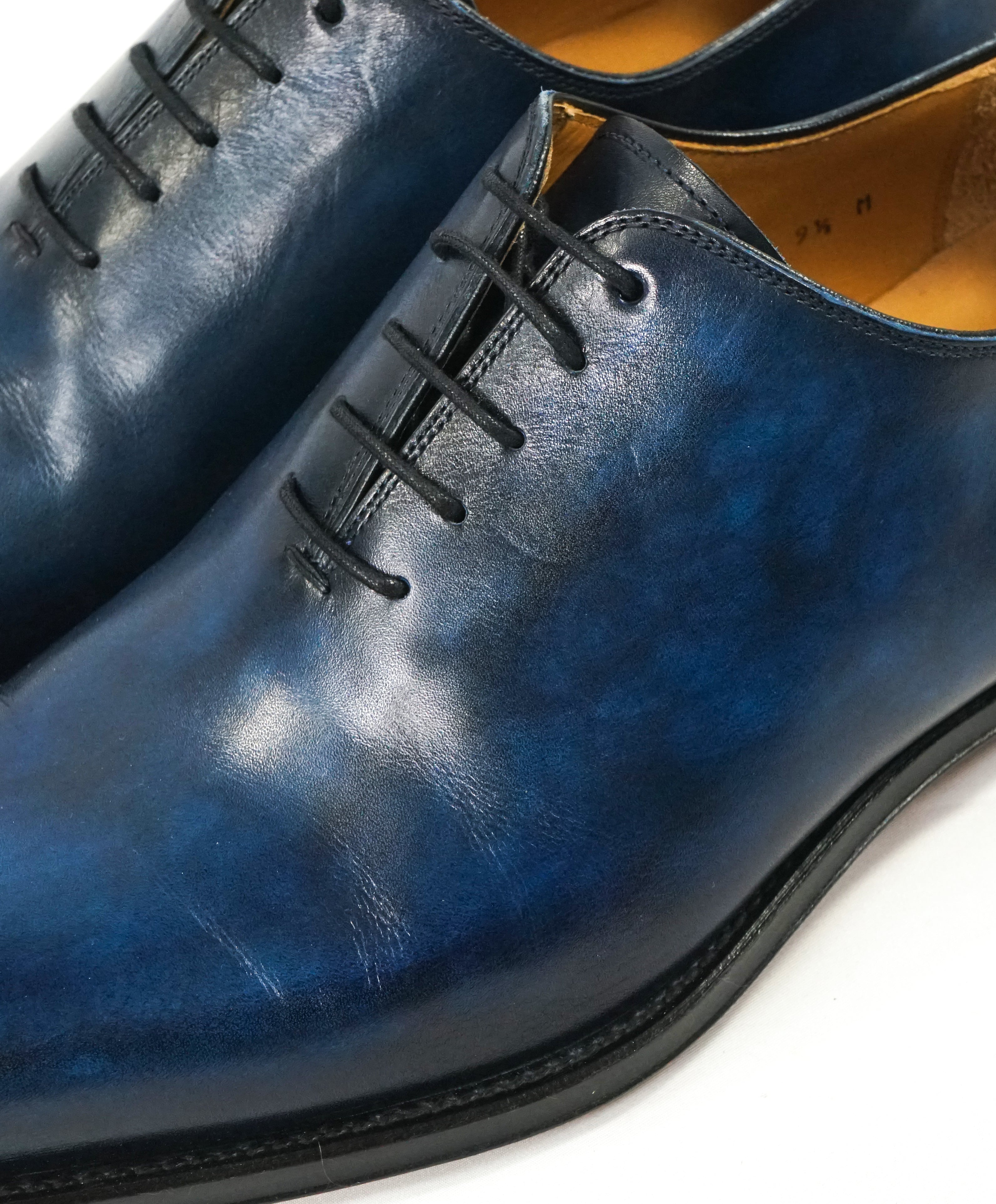 MAGNANNI - “Amelio” Blue Patina Whole-cut Balmoral Oxfords - 9.5