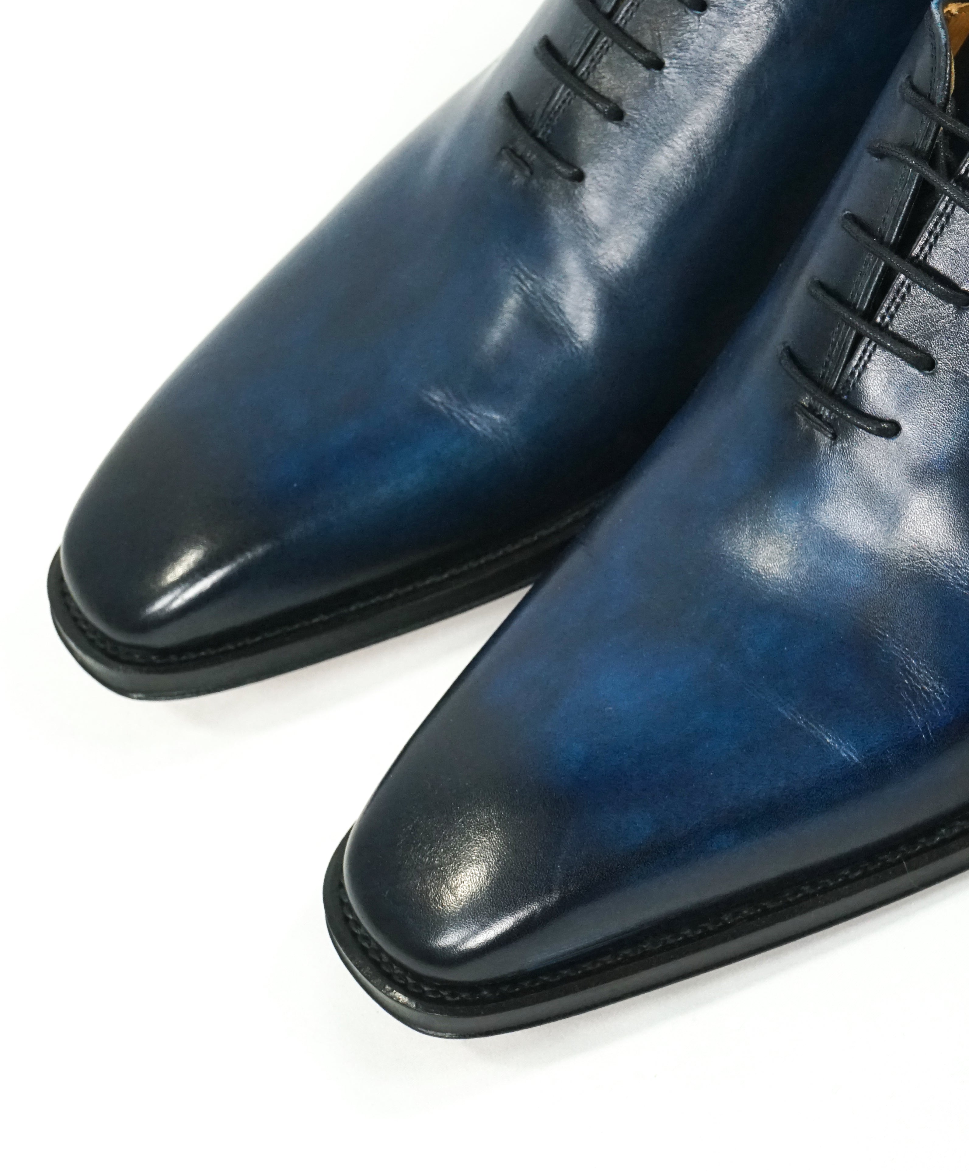 MAGNANNI - “Amelio” Blue Patina Whole-cut Balmoral Oxfords - 9.5