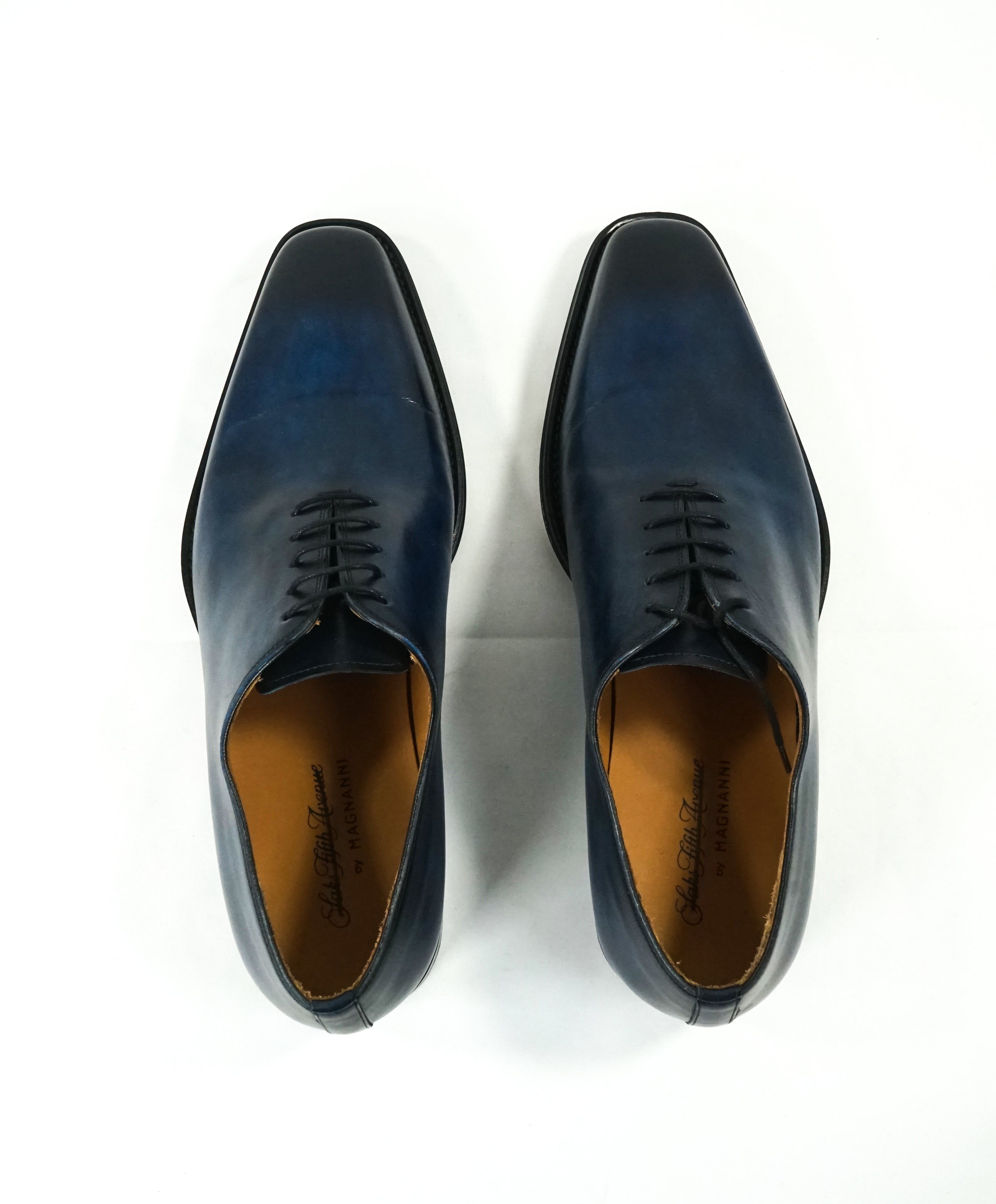 MAGNANNI - “Amelio” Blue Patina Whole-cut Balmoral Oxfords - 9.5