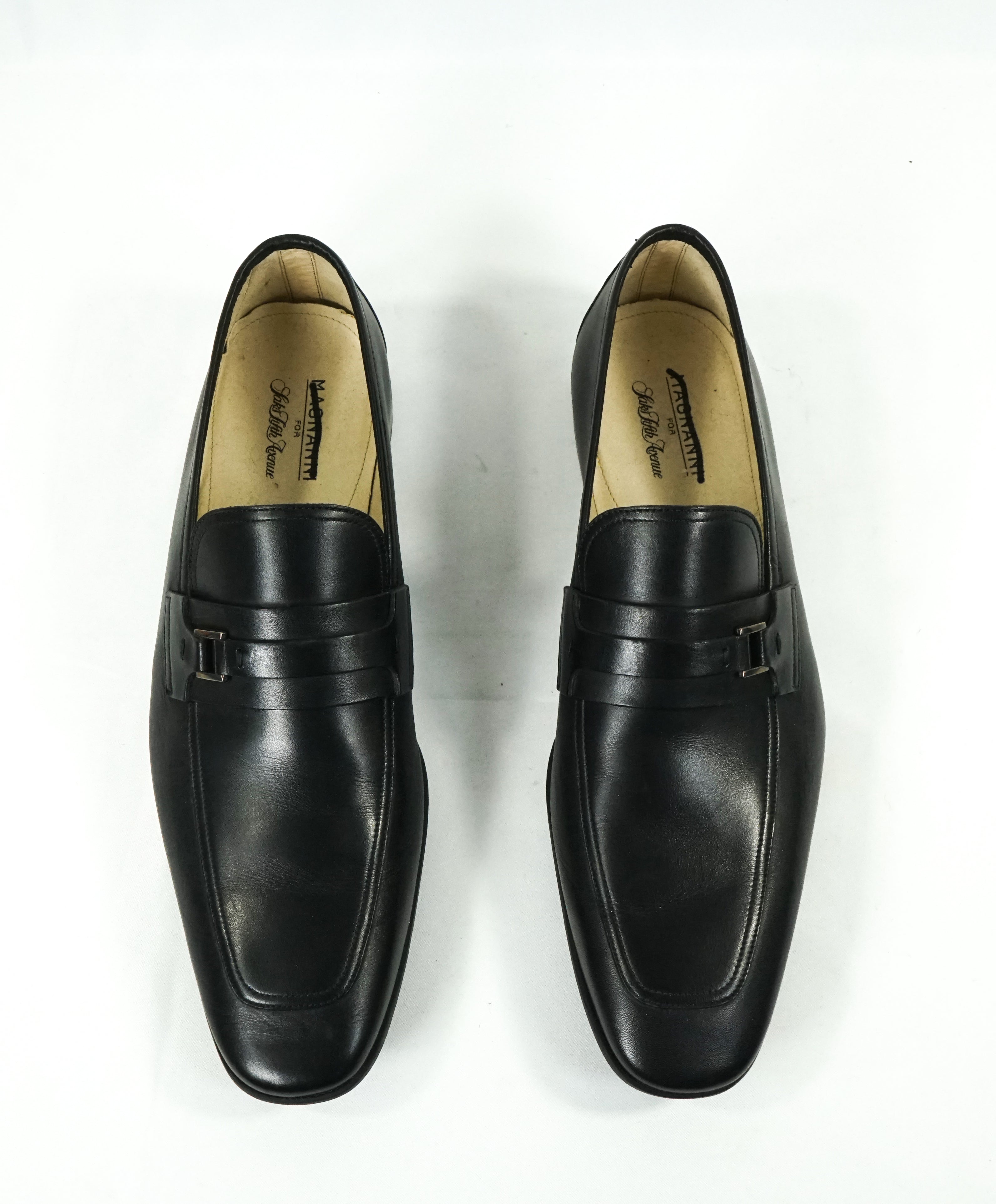 MAGNANNI - Smooth Black Bit Leather Loafers W Rubber Sole - 9.5