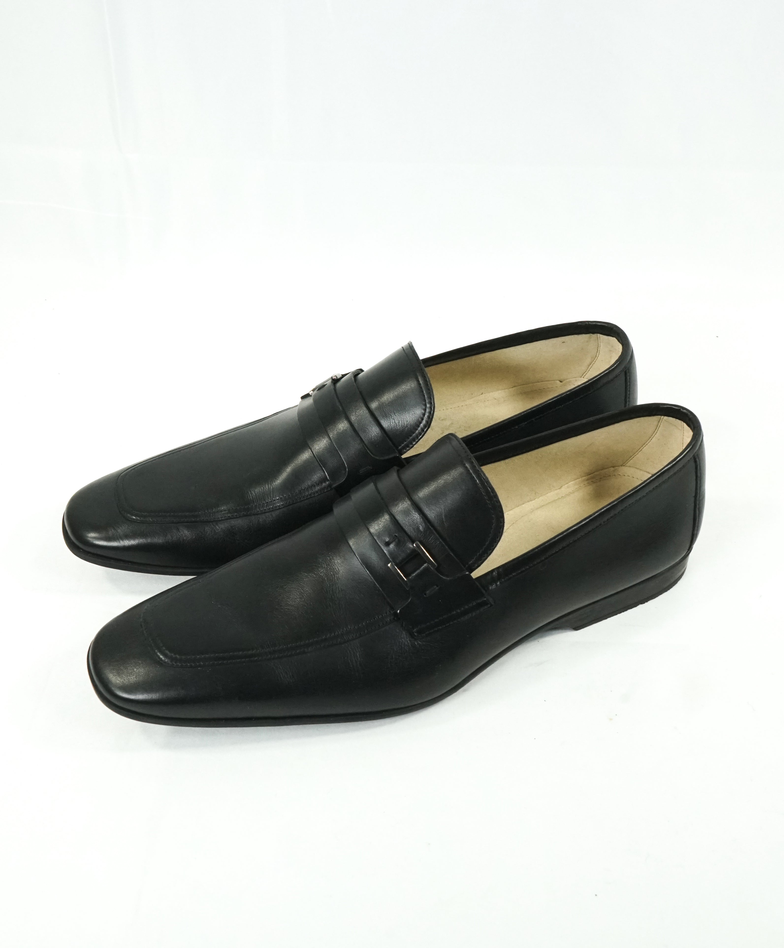 MAGNANNI - Smooth Black Bit Leather Loafers W Rubber Sole - 9.5