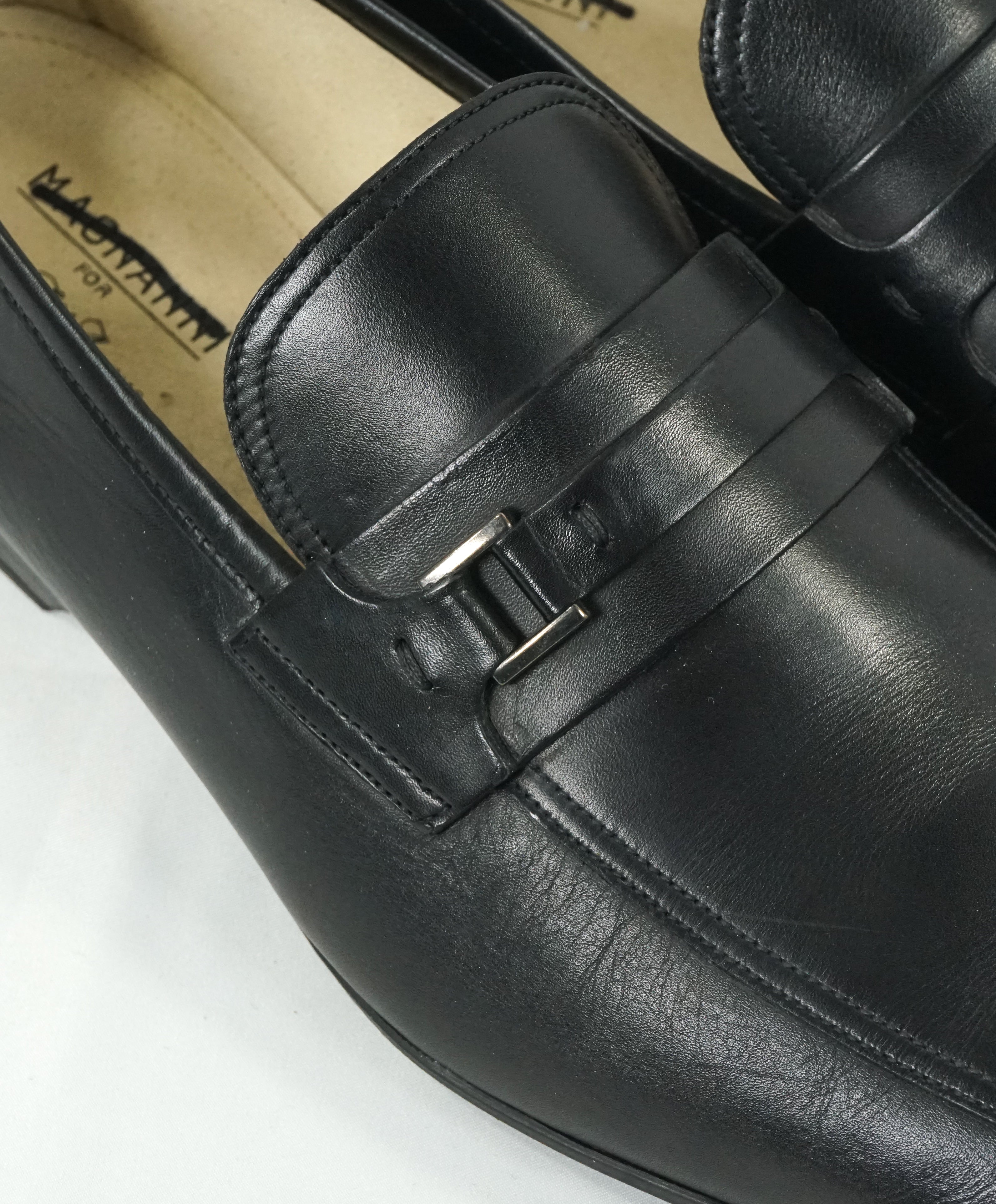 MAGNANNI - Smooth Black Bit Leather Loafers W Rubber Sole - 9.5