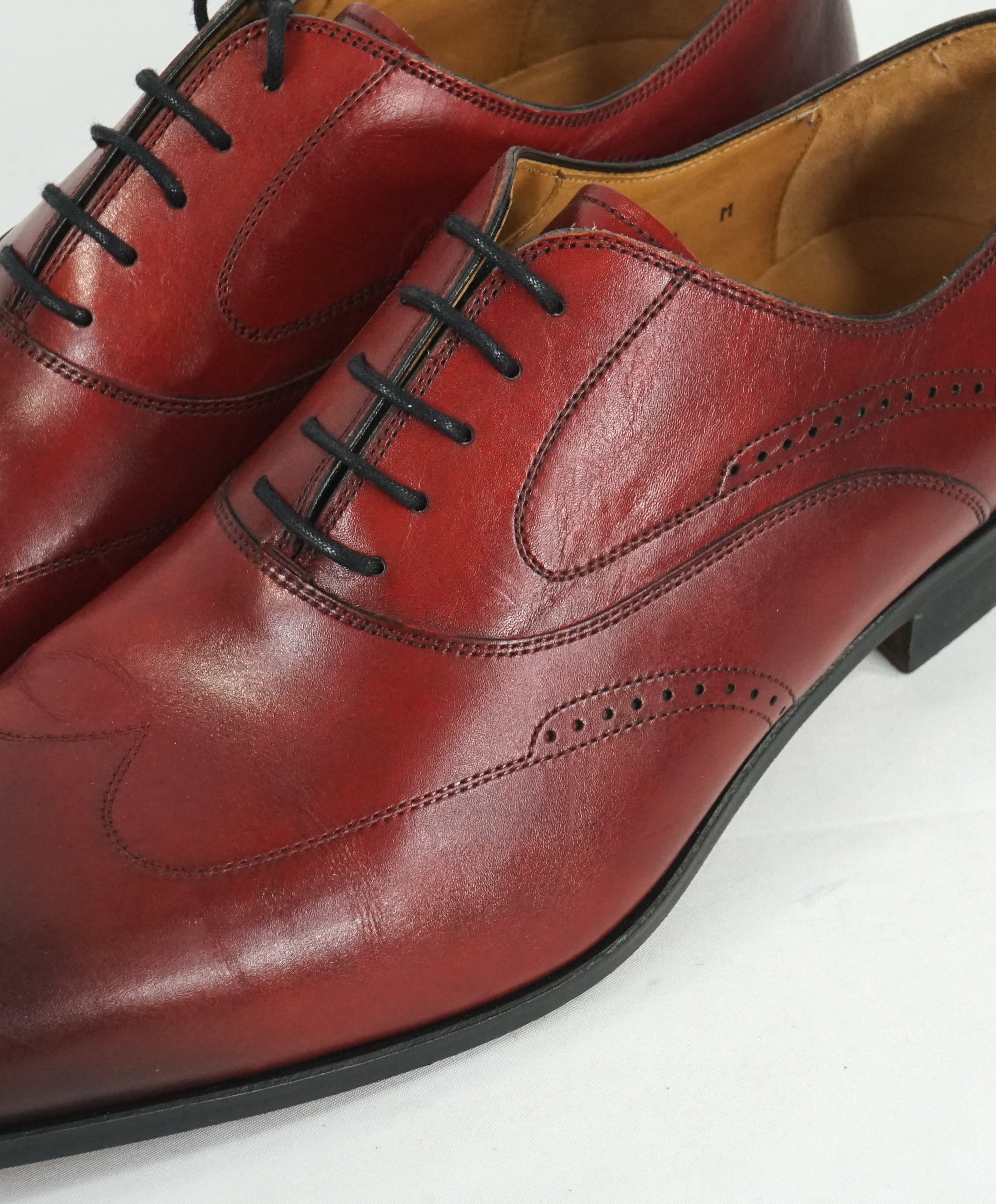 MAGNANNI - Red Brogue Wingtip Oxfords W Hand Patina Upper - 11