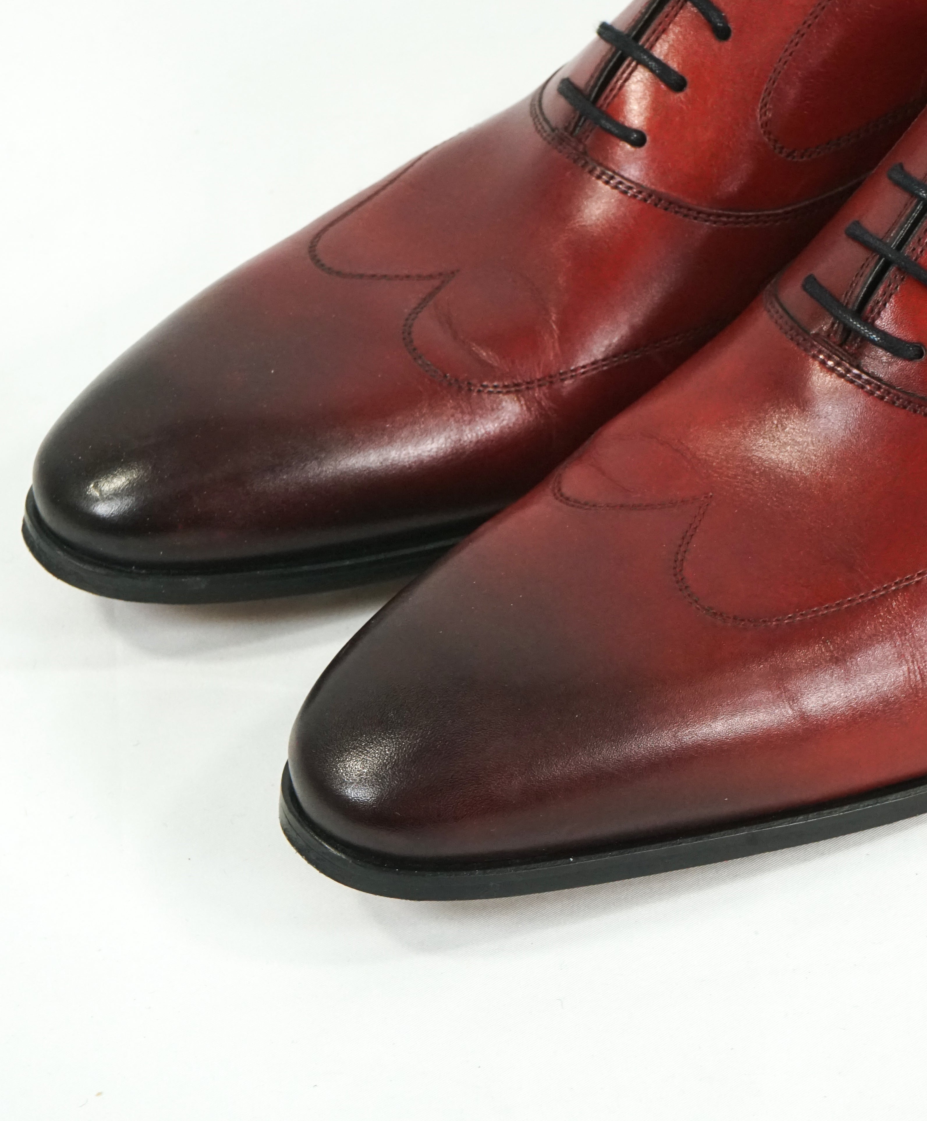 MAGNANNI - Red Brogue Wingtip Oxfords W Hand Patina Upper - 11