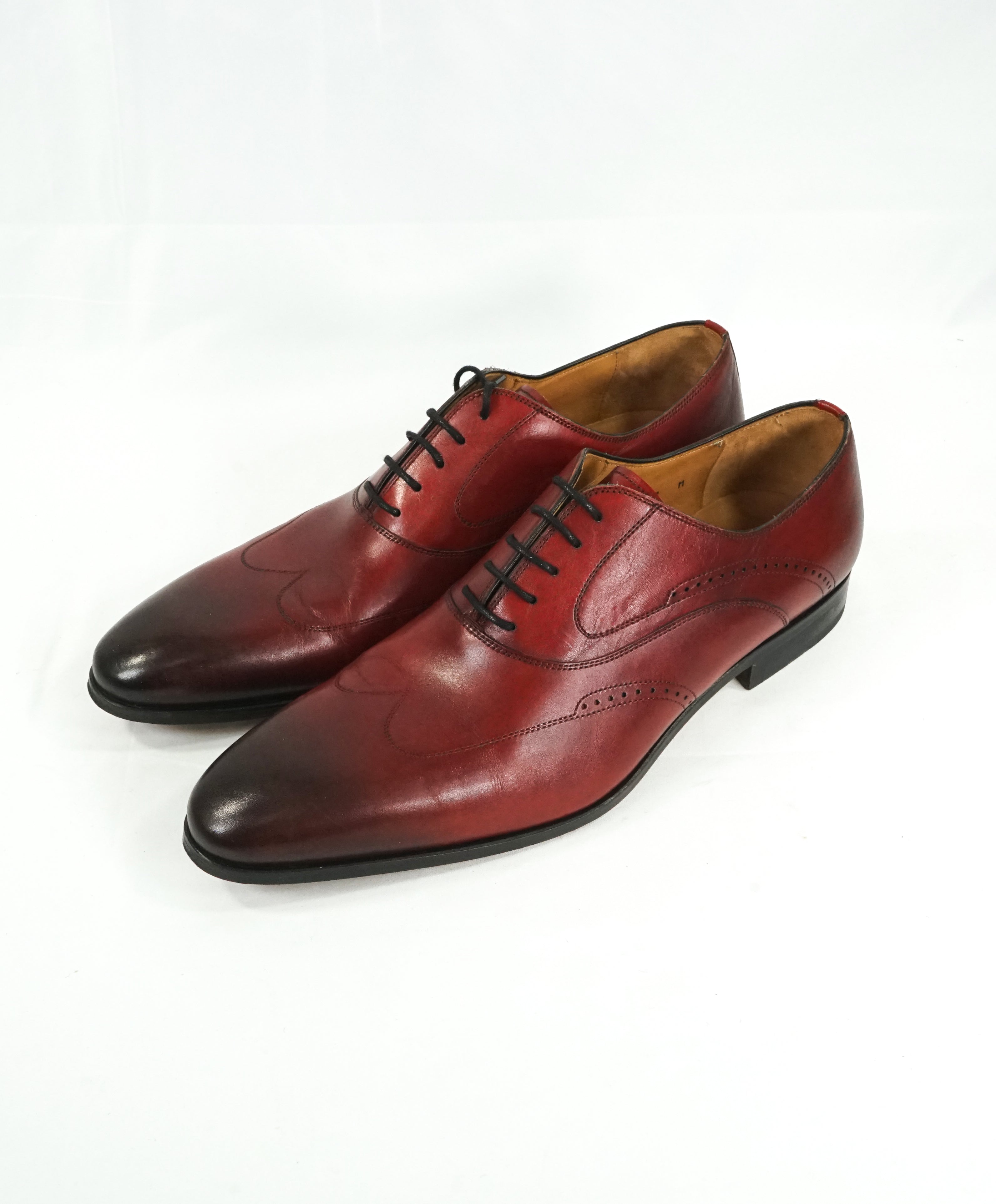 MAGNANNI - Red Brogue Wingtip Oxfords W Hand Patina Upper - 11