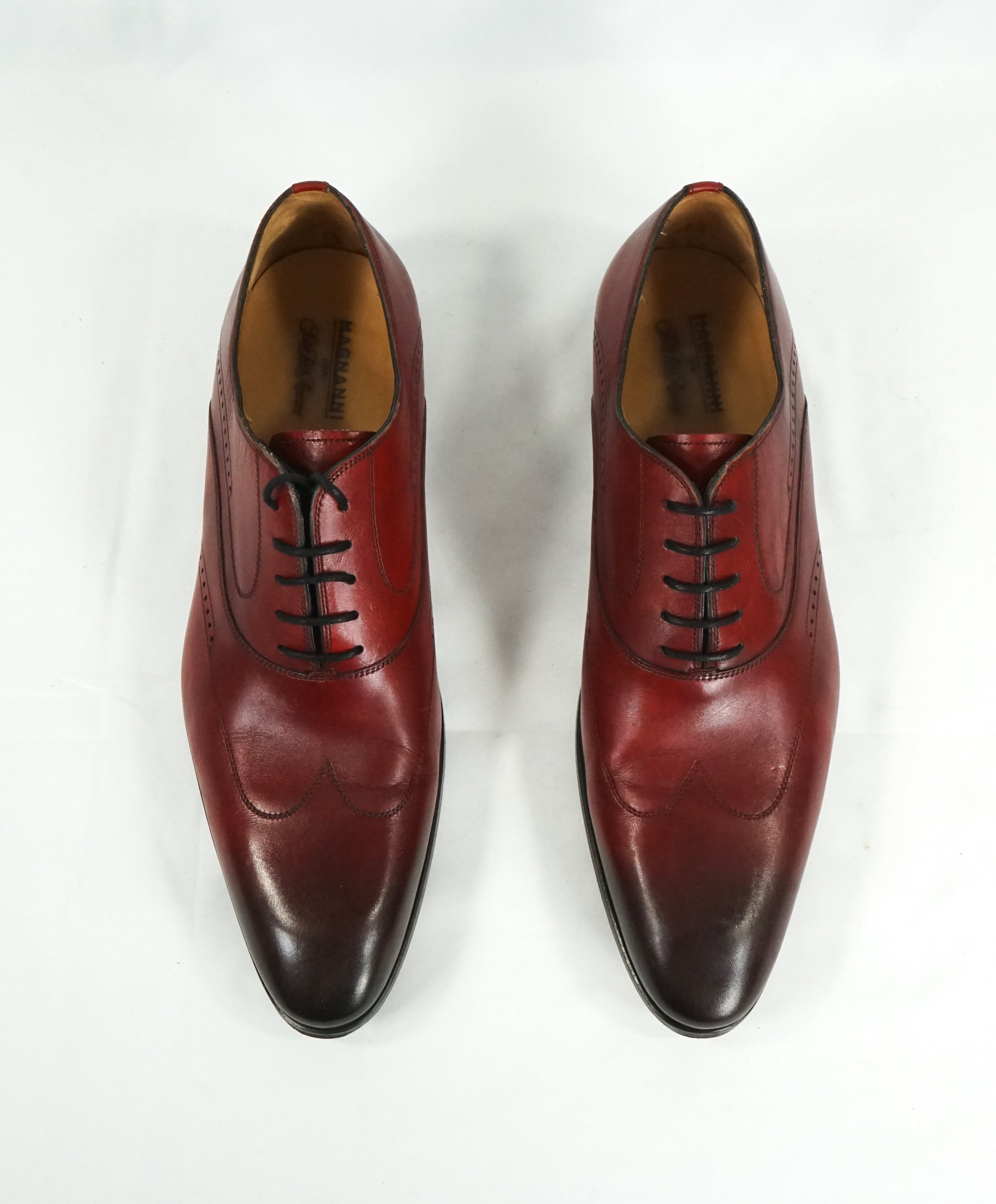 MAGNANNI - Red Brogue Wingtip Oxfords W Hand Patina Upper - 11