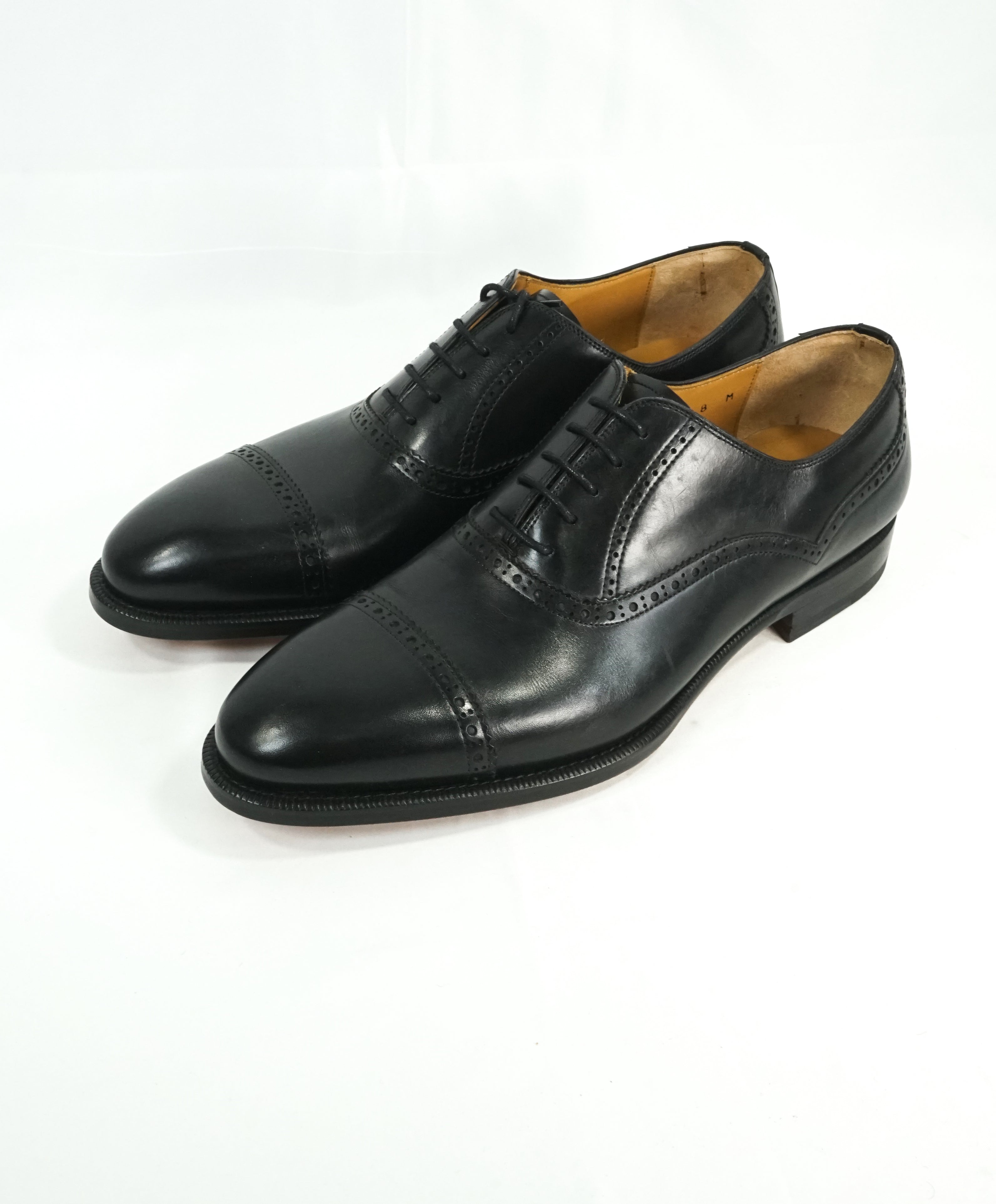 MAGNANNI - Cap Toe Black Brogue Oxfords With Leather Soles - 8