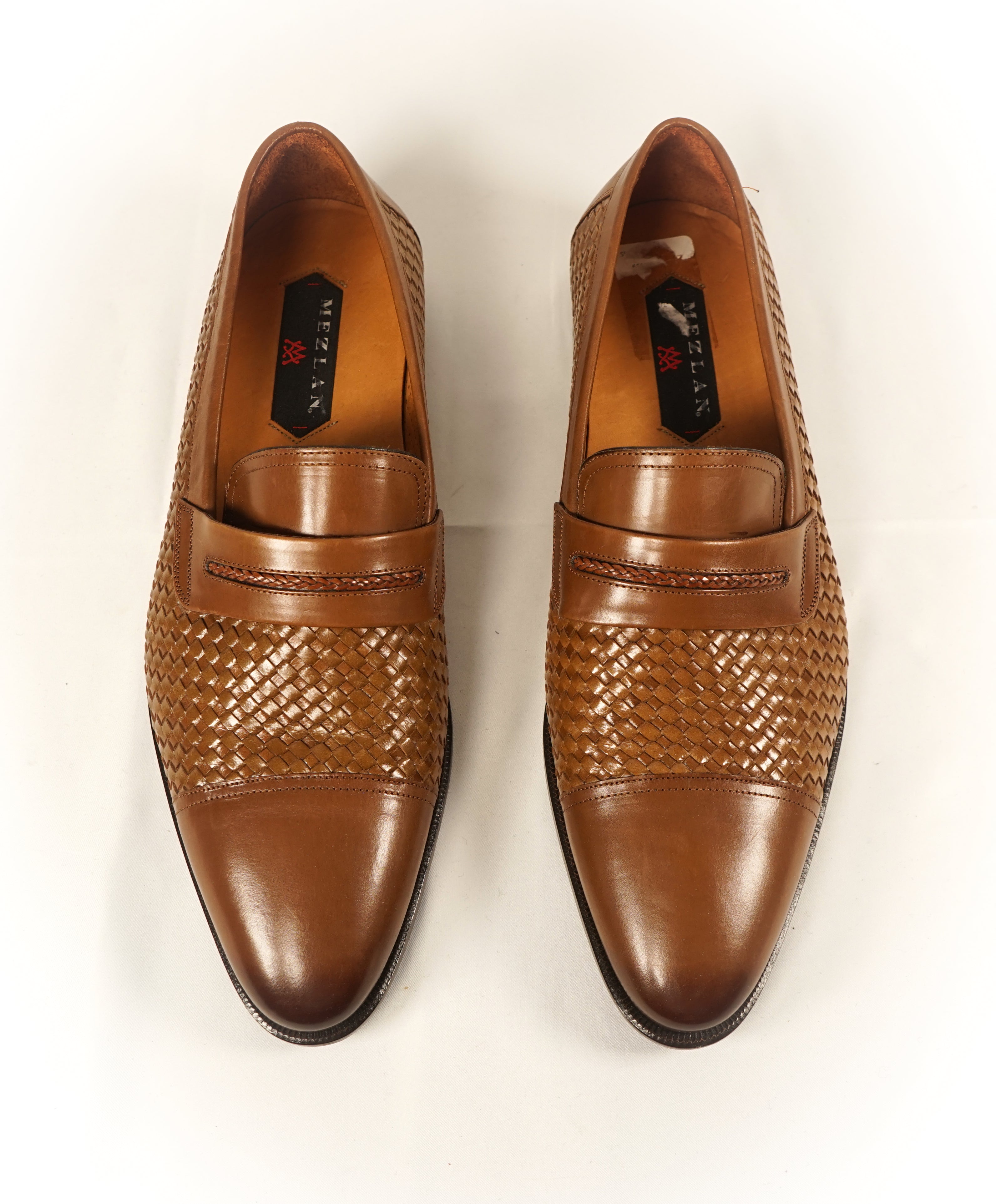 MEZLAN - Cap Toe Unique Braided Burnt Tip Leather Loafers  - 11