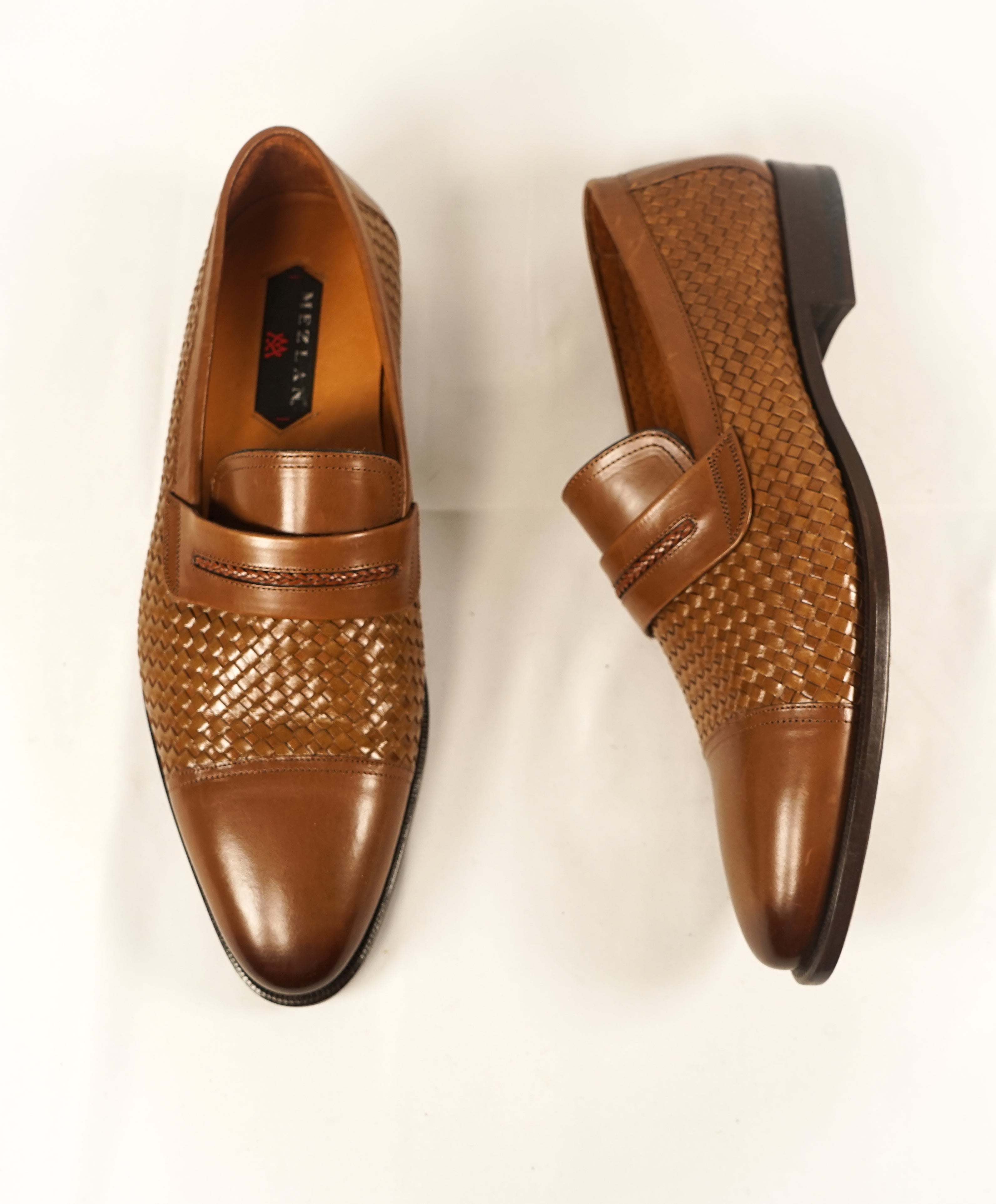 MEZLAN - Cap Toe Unique Braided Burnt Tip Leather Loafers  - 11