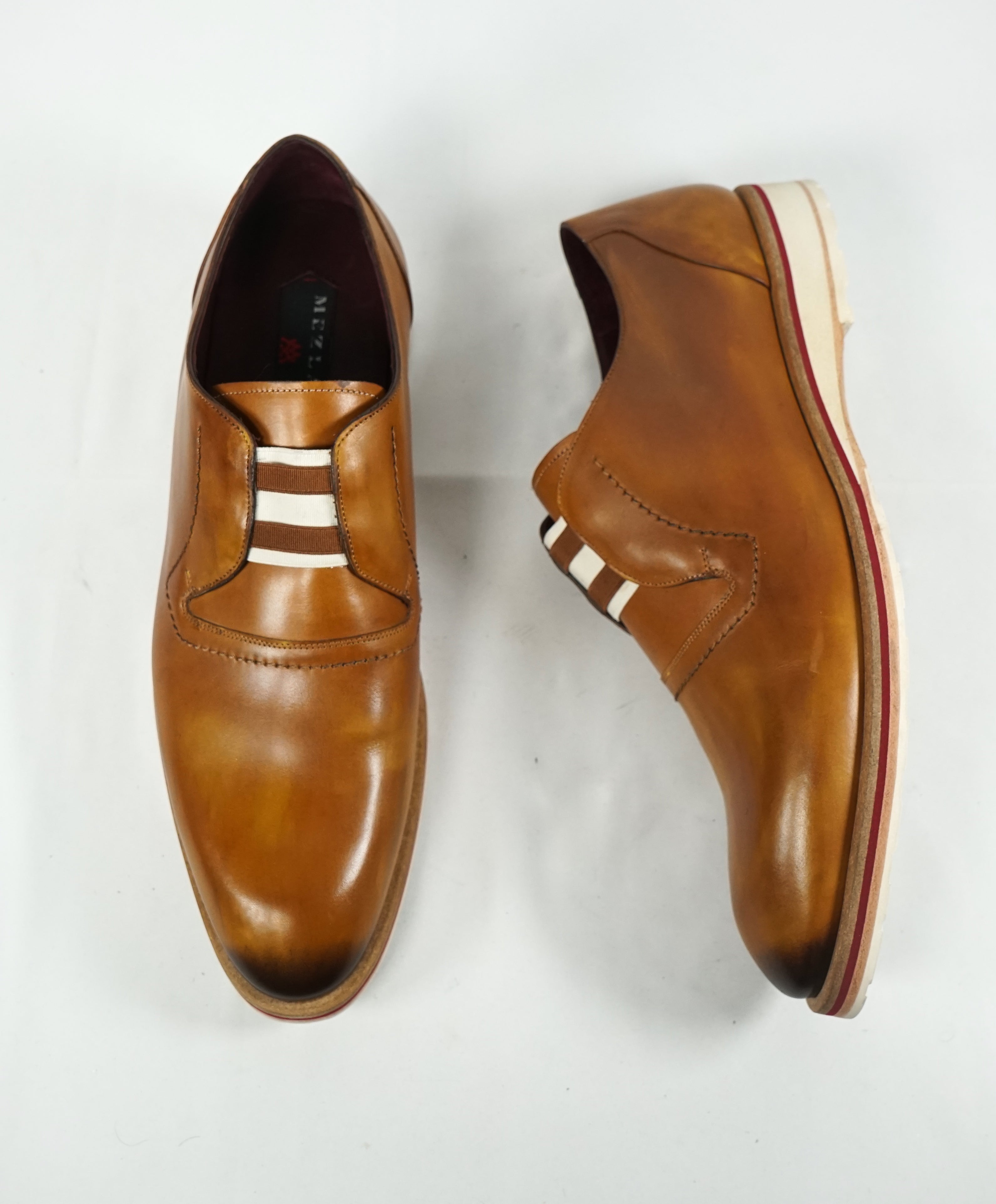 MEZLAN - "Volta" Hand Patina Burnished Leather Loafers - 10.5