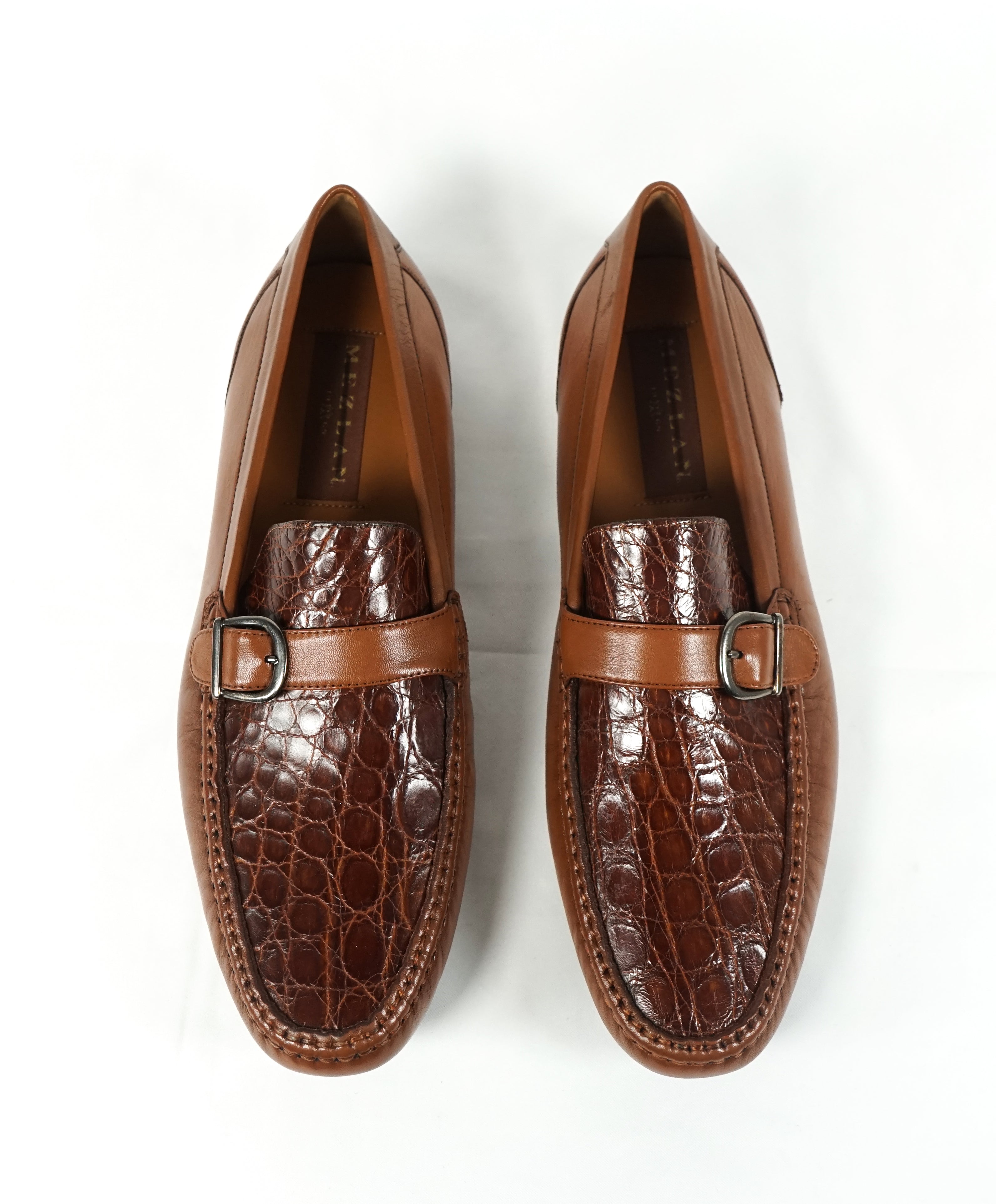 MEZLAN - Mixed Media Genuine Crocodile Skin Leather Loafers  - 10.5