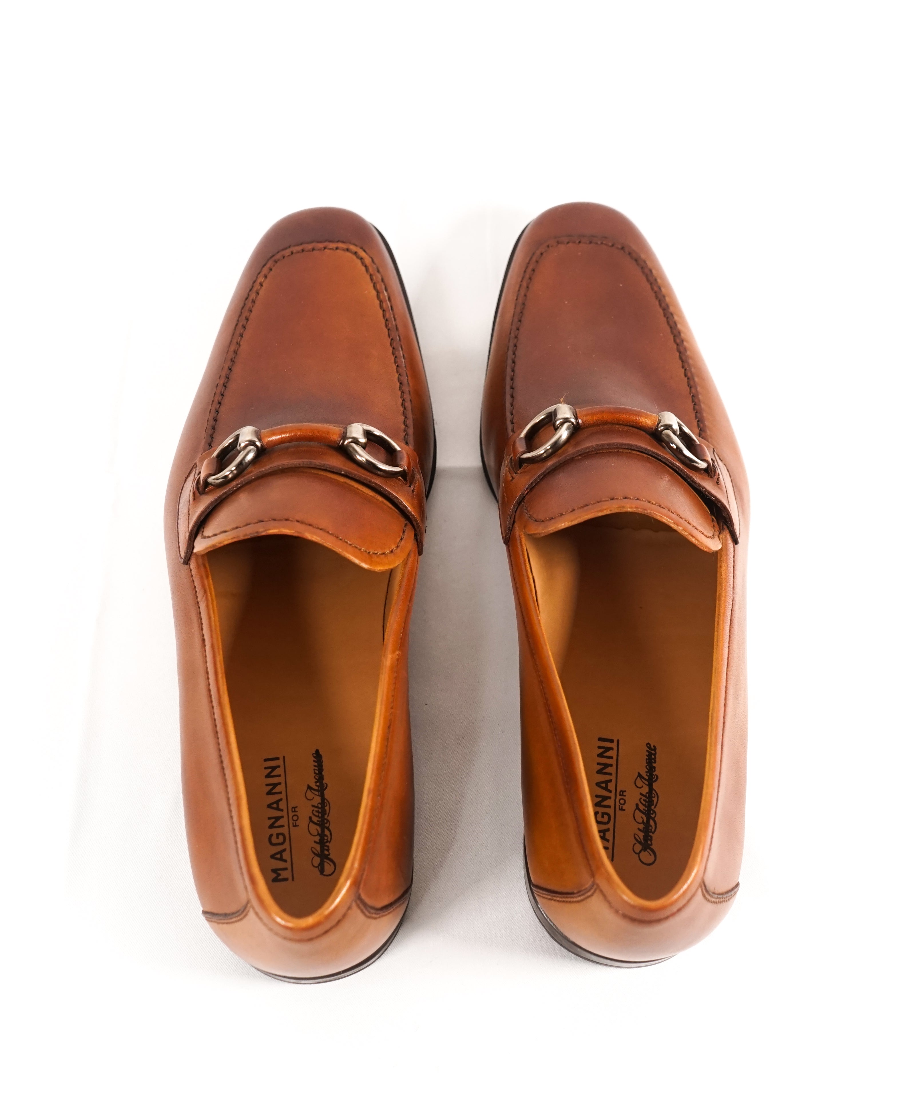 MAGNANNI - Smooth Brown Bit Leather Loafers W Rubber Sole - 9