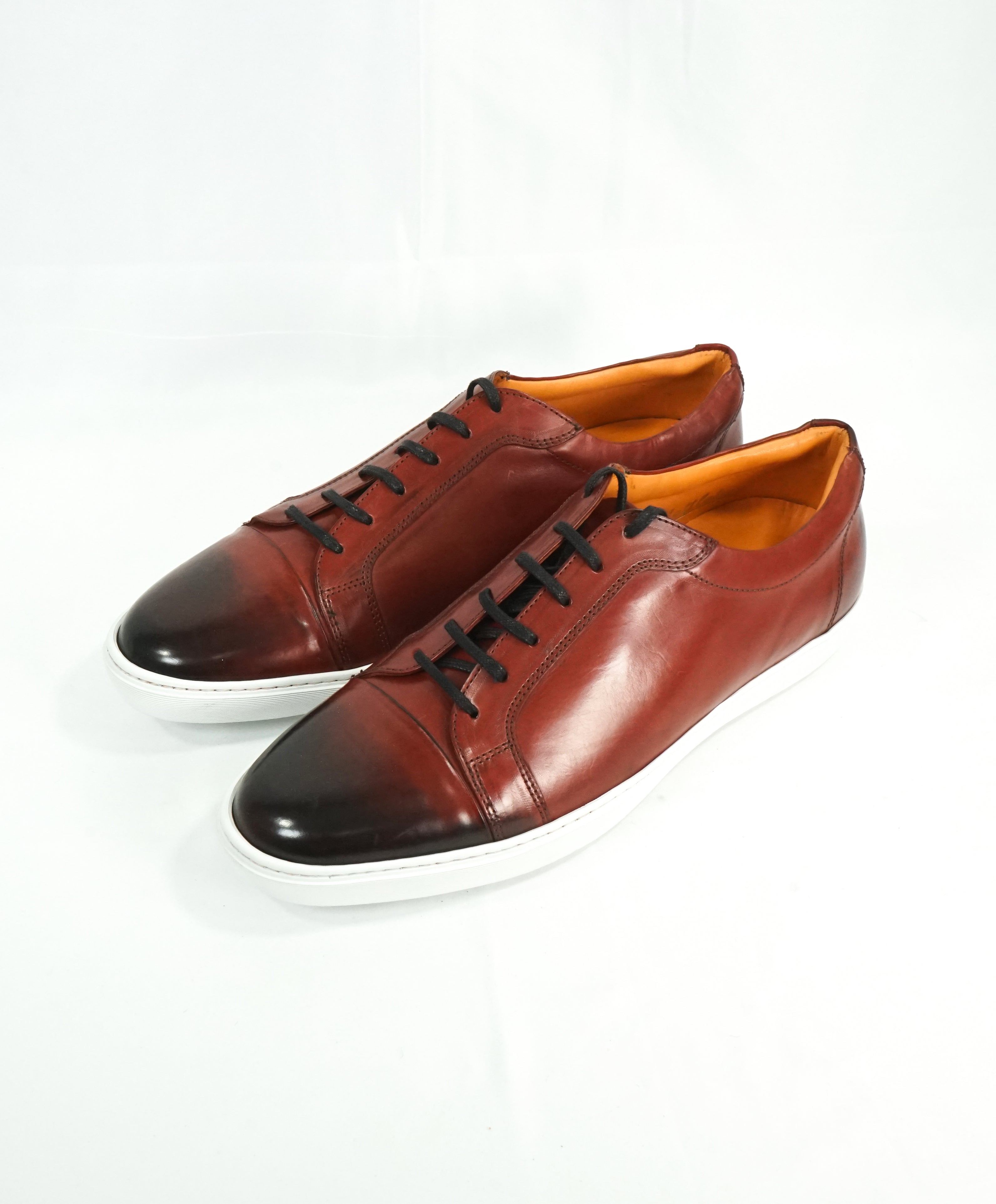 NETTLETON - "Parma" Leather Low-Top Sneakers Hand Patina Red - 43EU (10US)