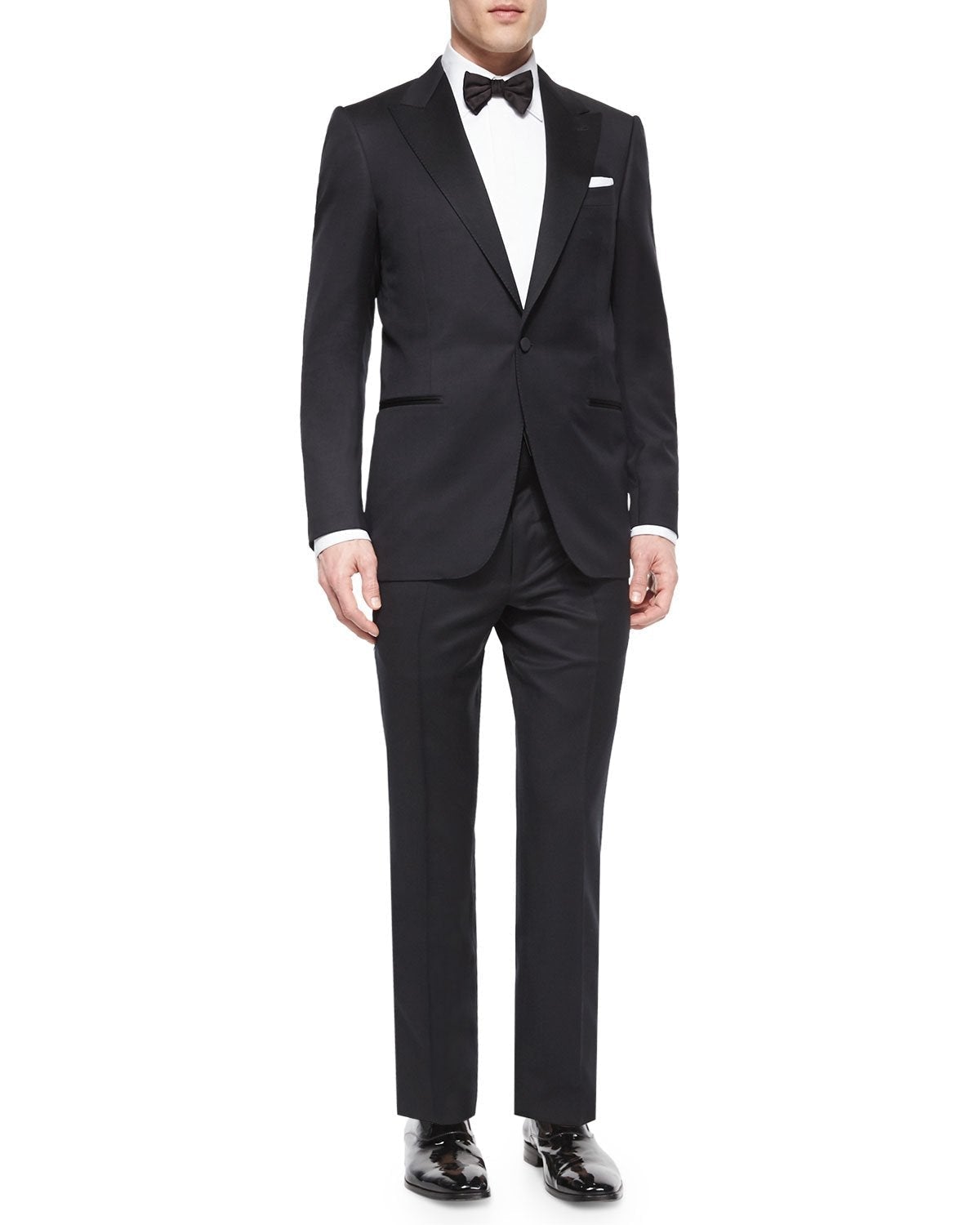 ERMENEGILDO ZEGNA -"MICRONSPHERE MILA" PEAK LAPEL Black Tuxedo - 40R