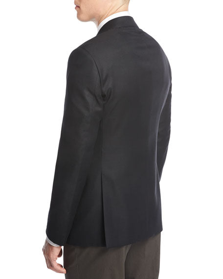 GIORGIO ARMANI - “SOFT” Textured Royal Oxford Weave Black Blazer - 46R