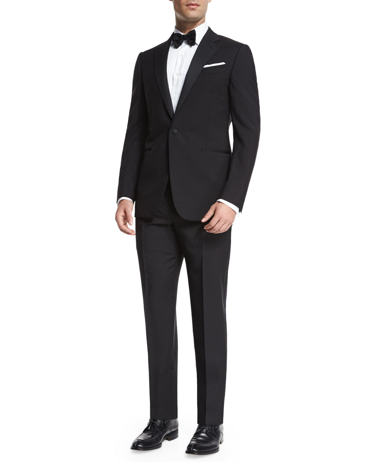 ERMENEGILDO ZEGNA -"MULTISEASON MILA" Notch Lapel Black Tuxedo - 44L