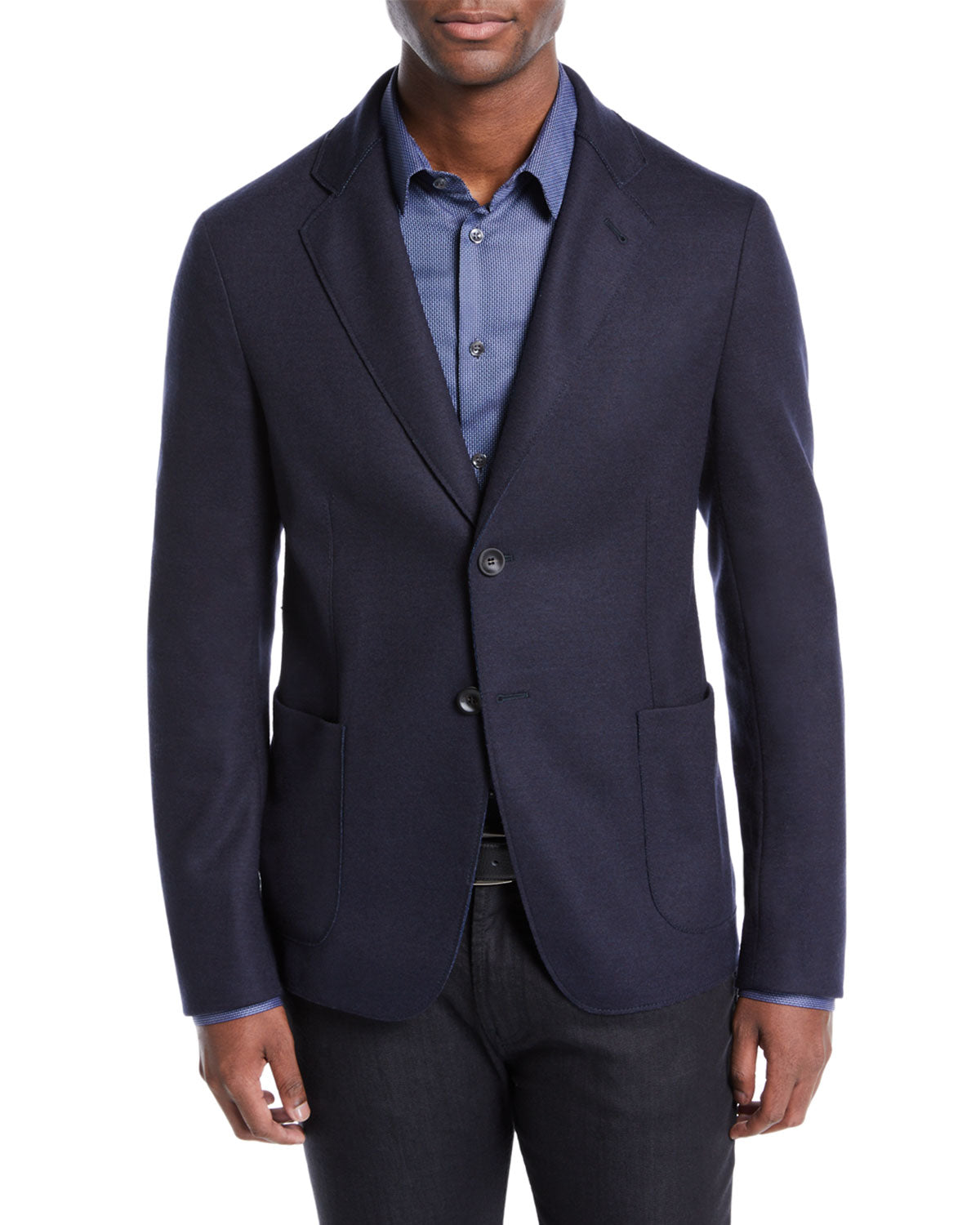 GIORGIO ARMANI - “SOFT” Textured Check Navy PATCH POCKET Blazer - 44R