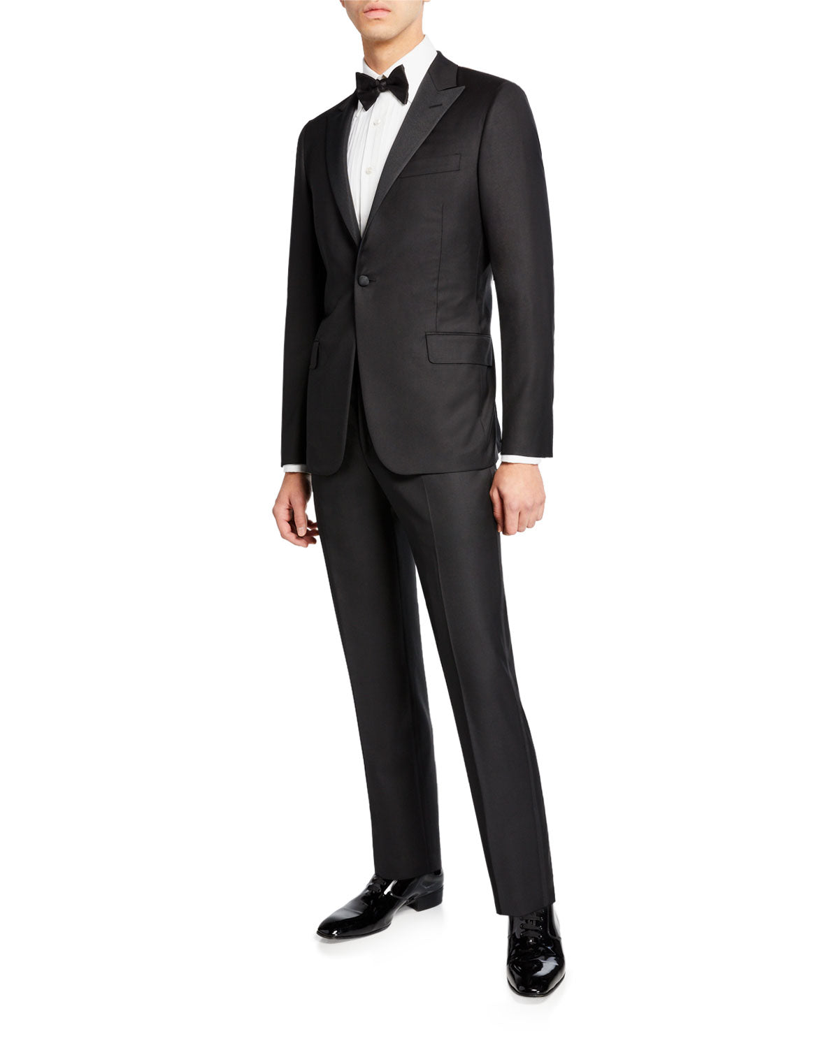 HICKEY FREEMAN - MADE IN USA Black Peak Lapel Tuxedo Suit - 42R