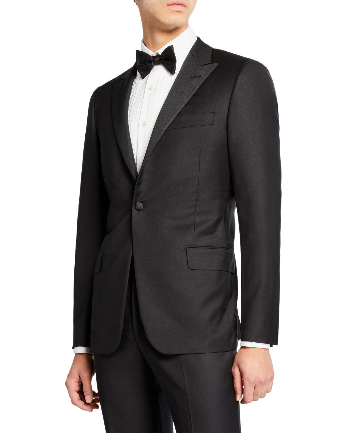 HICKEY FREEMAN - MADE IN USA Black Peak Lapel Tuxedo Suit - 42R