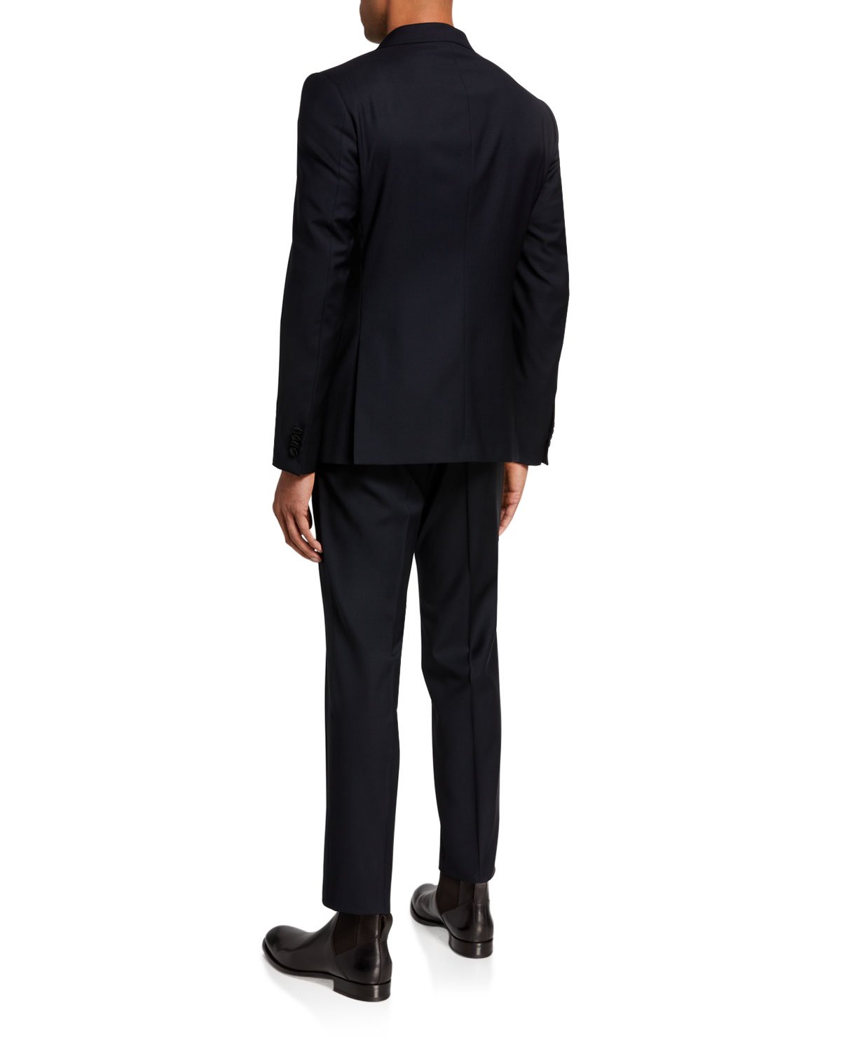 $1,595 Z ZEGNA - Midnight Blue Silk Peak Lapel Drop 8 Wool Tuxedo Suit - 44R