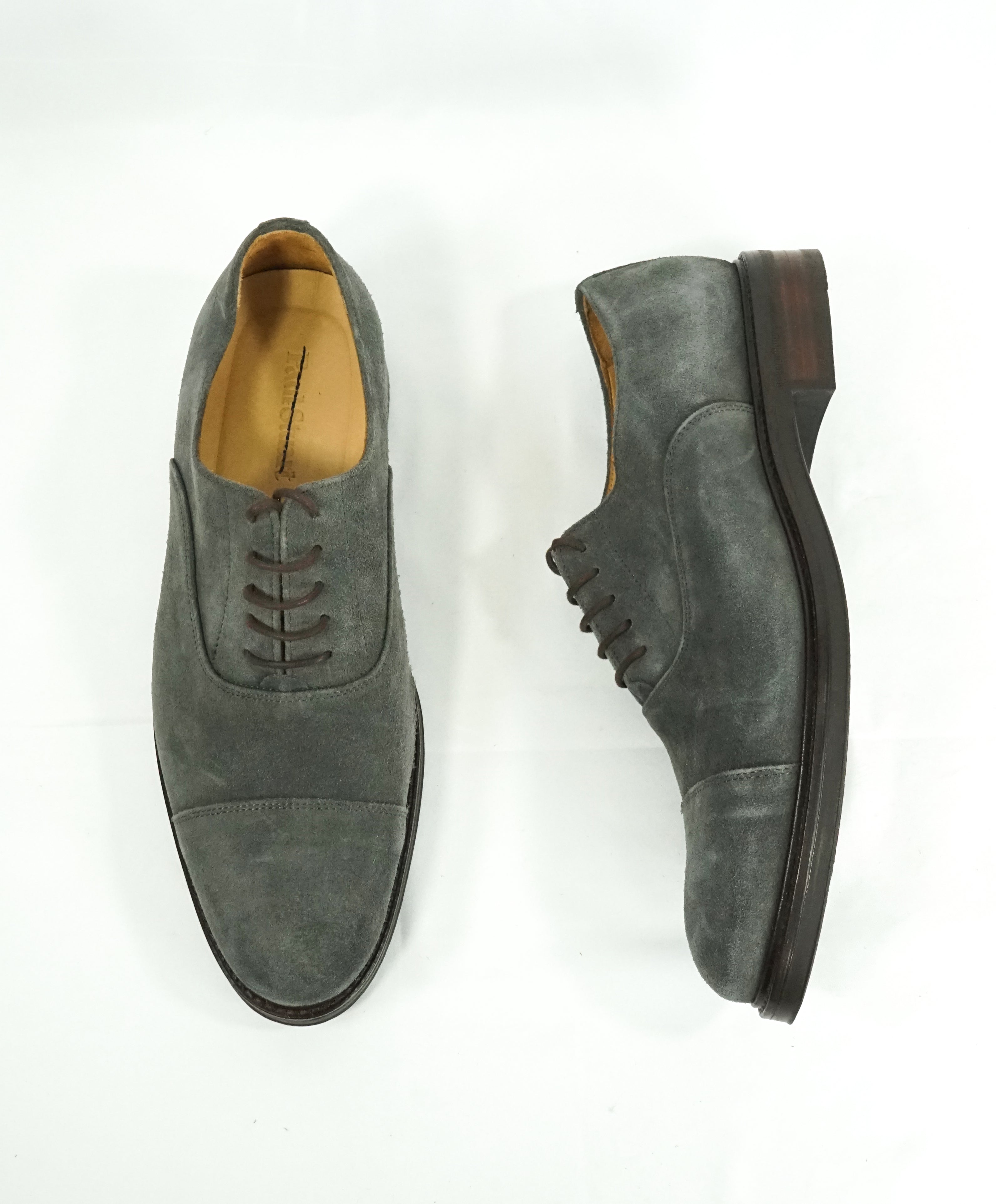 PAUL STUART - Gray Suede Almond Toe Contrast Oxfords - 11