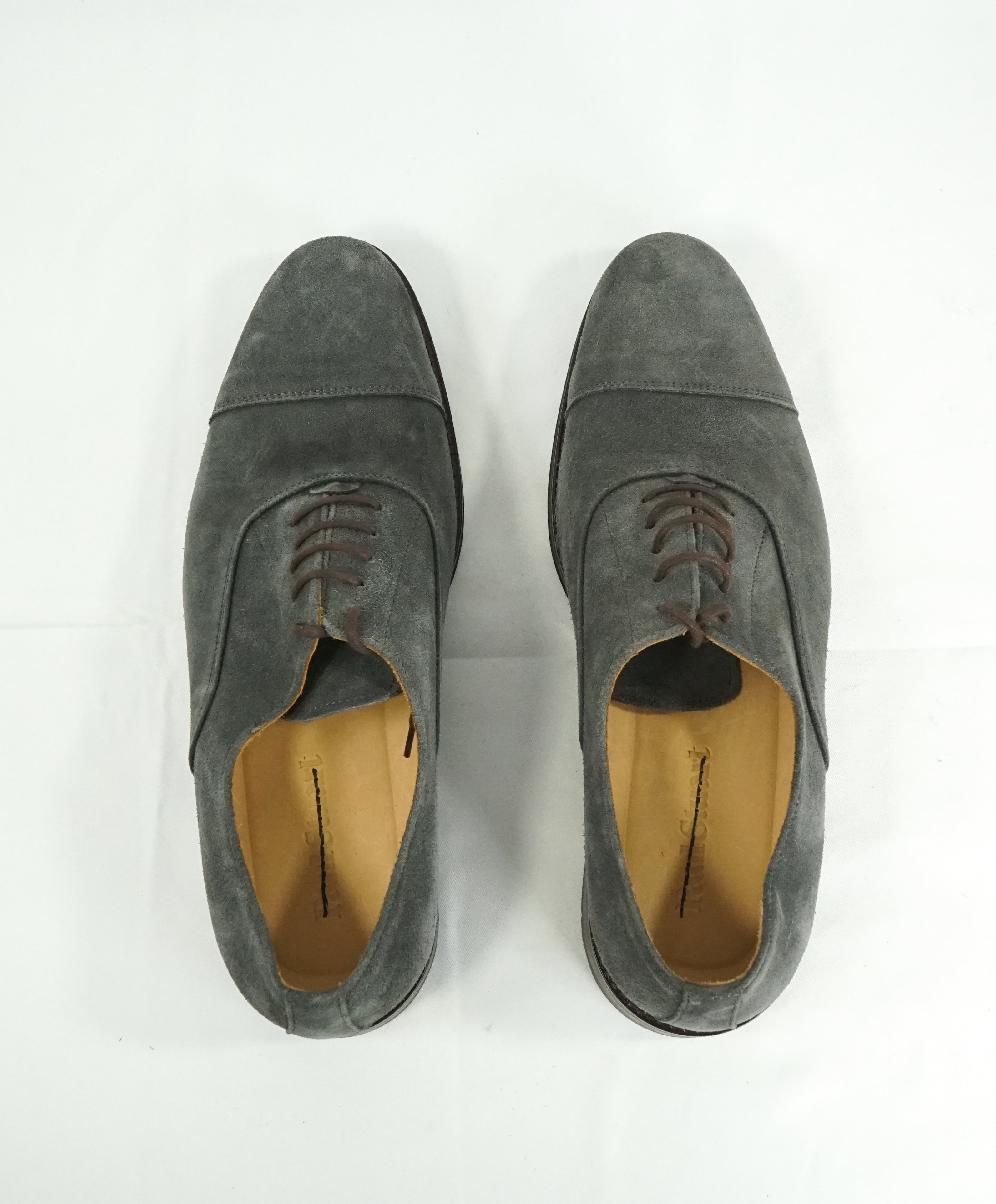 PAUL STUART - Gray Suede Almond Toe Contrast Oxfords - 11