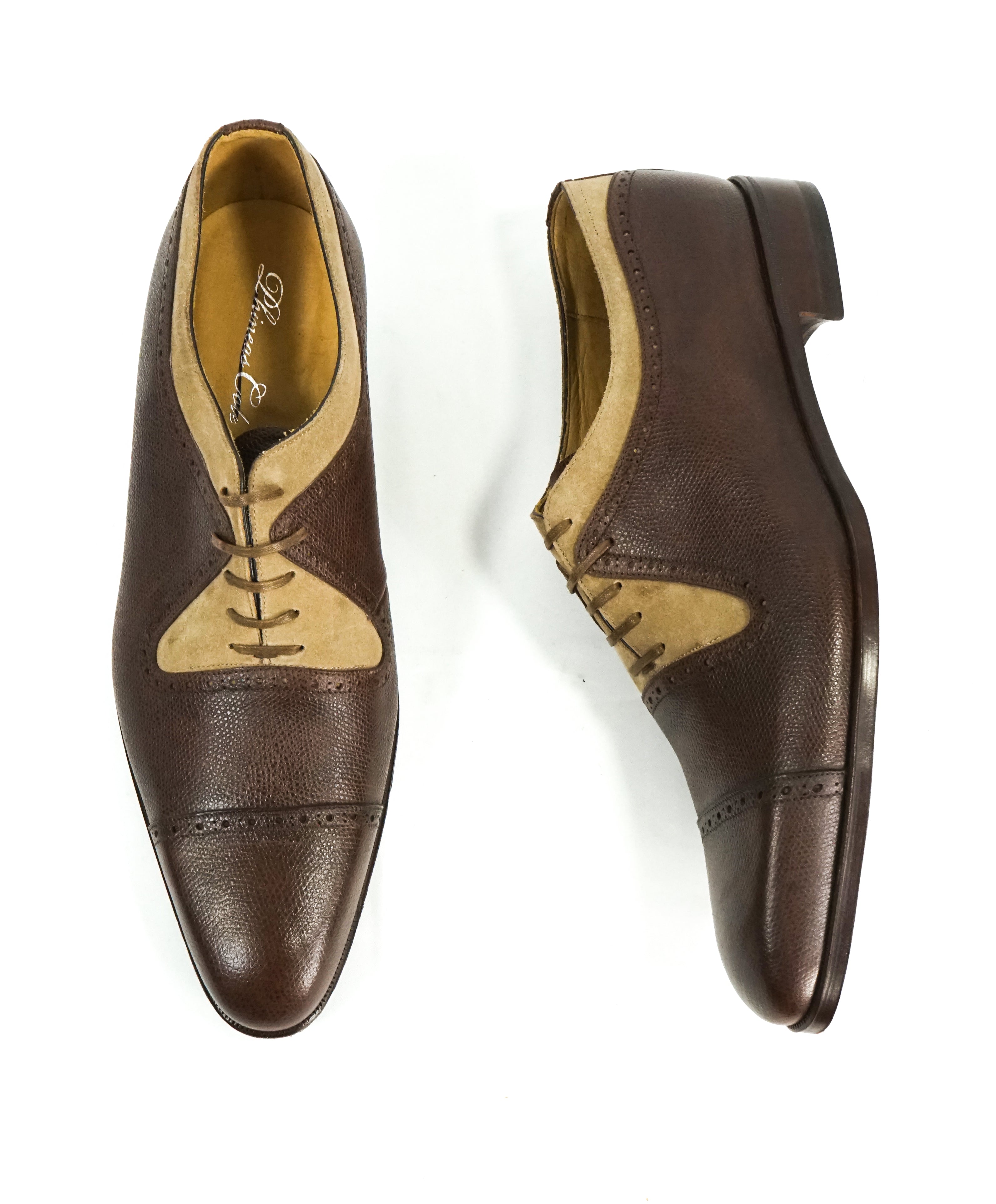 PHINEAS COLE - Two Tone Mixed Media Suede Leather Oxfords Made In England- 11US