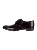 $780 PRADA - Patent Leather Cap Toe Spazzolato Oxfords W Logo Inset Heel - 11US