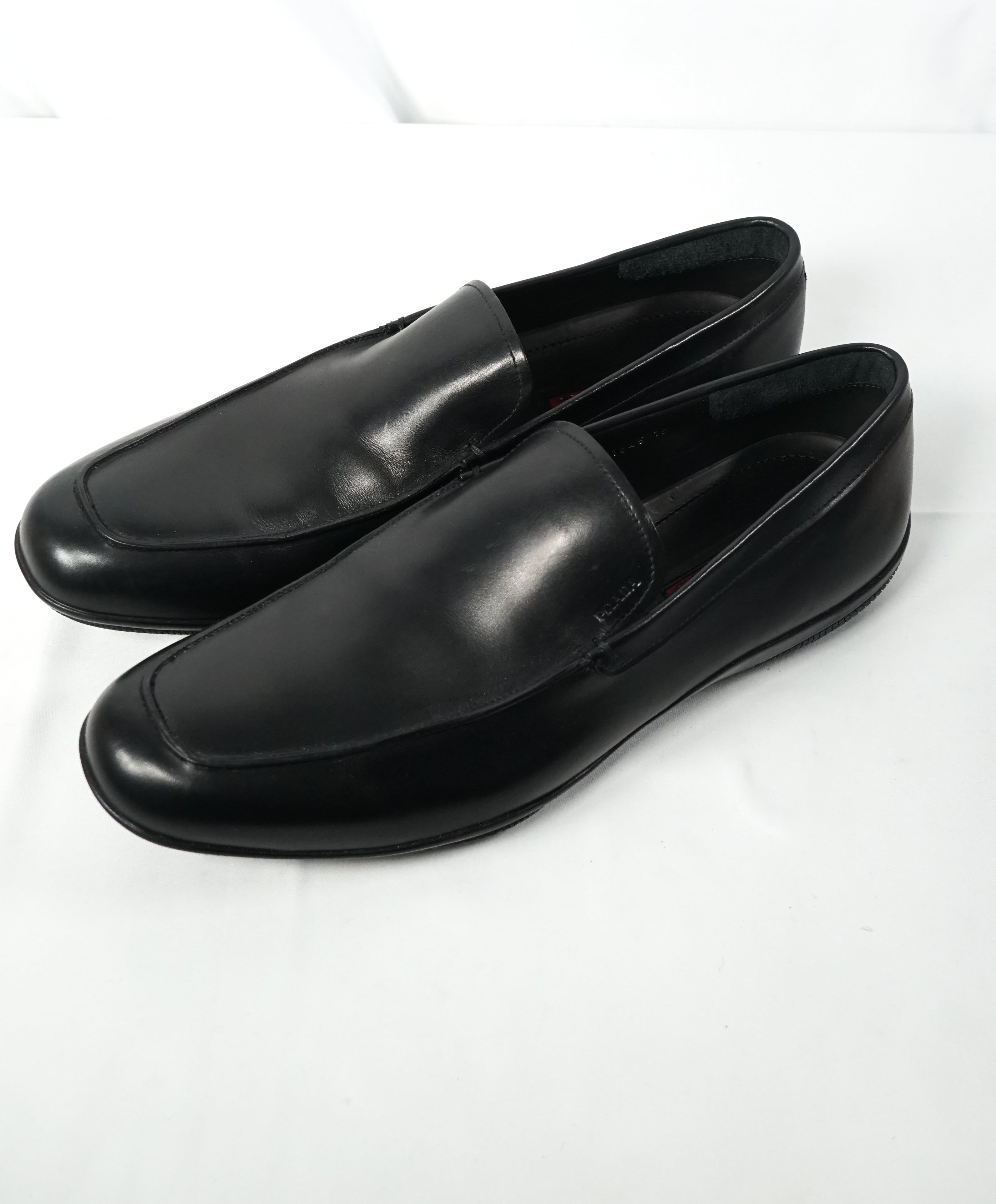 PRADA - Linea Rossa Black Slip On Logo Loafer - 14