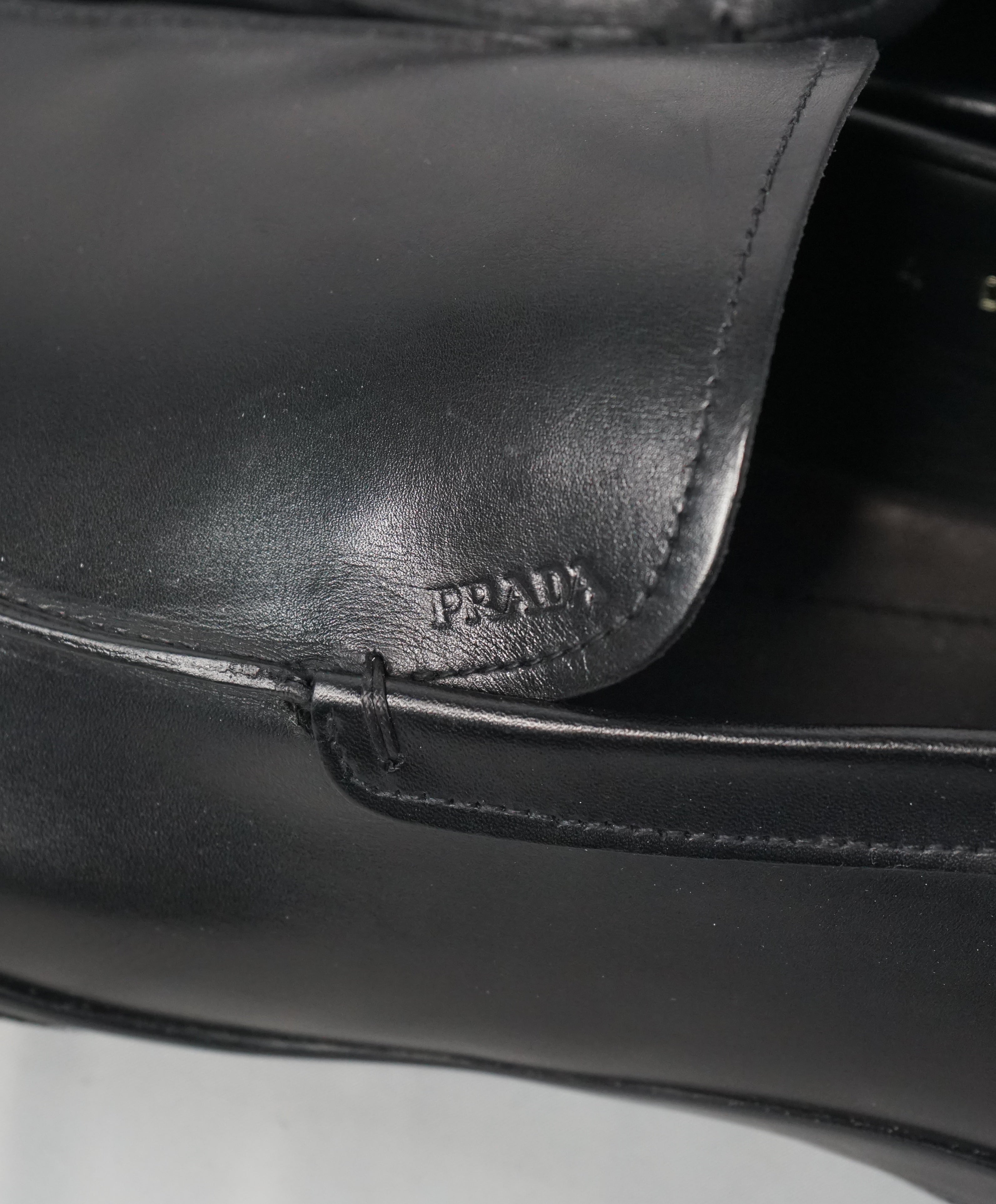 PRADA - Linea Rossa Black Slip On Logo Loafer - 14