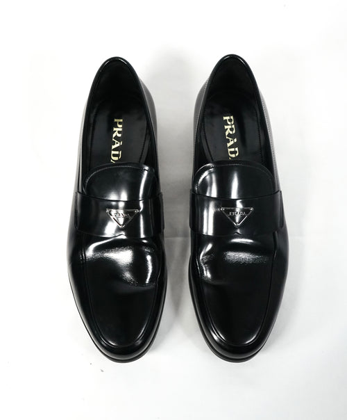 PRADA - Patent Leather Spazzolato Loafer With Logo Bit Front - 9