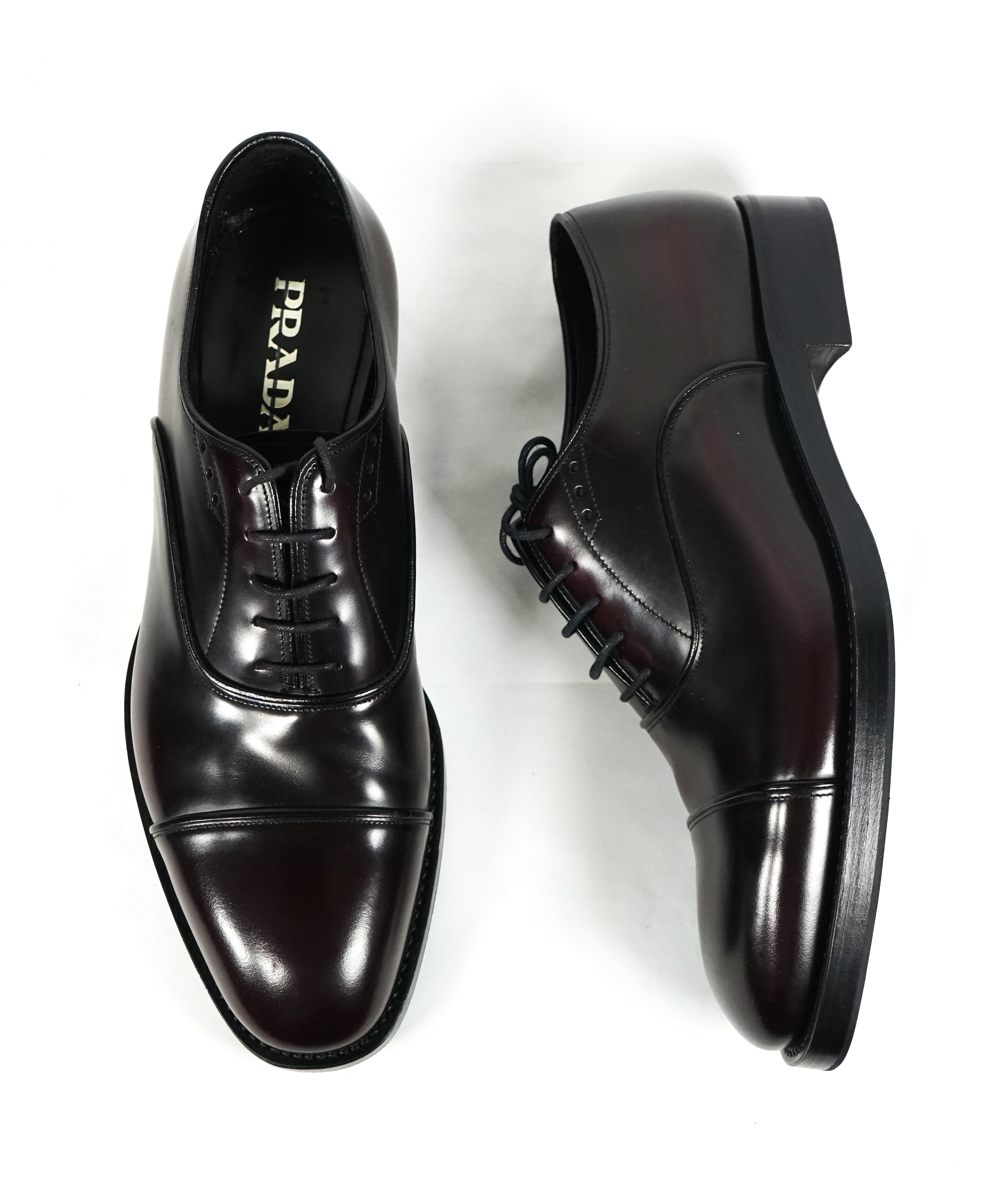 PRADA - Cordovan Cap Toe Dress Shoe Oxfords - 9