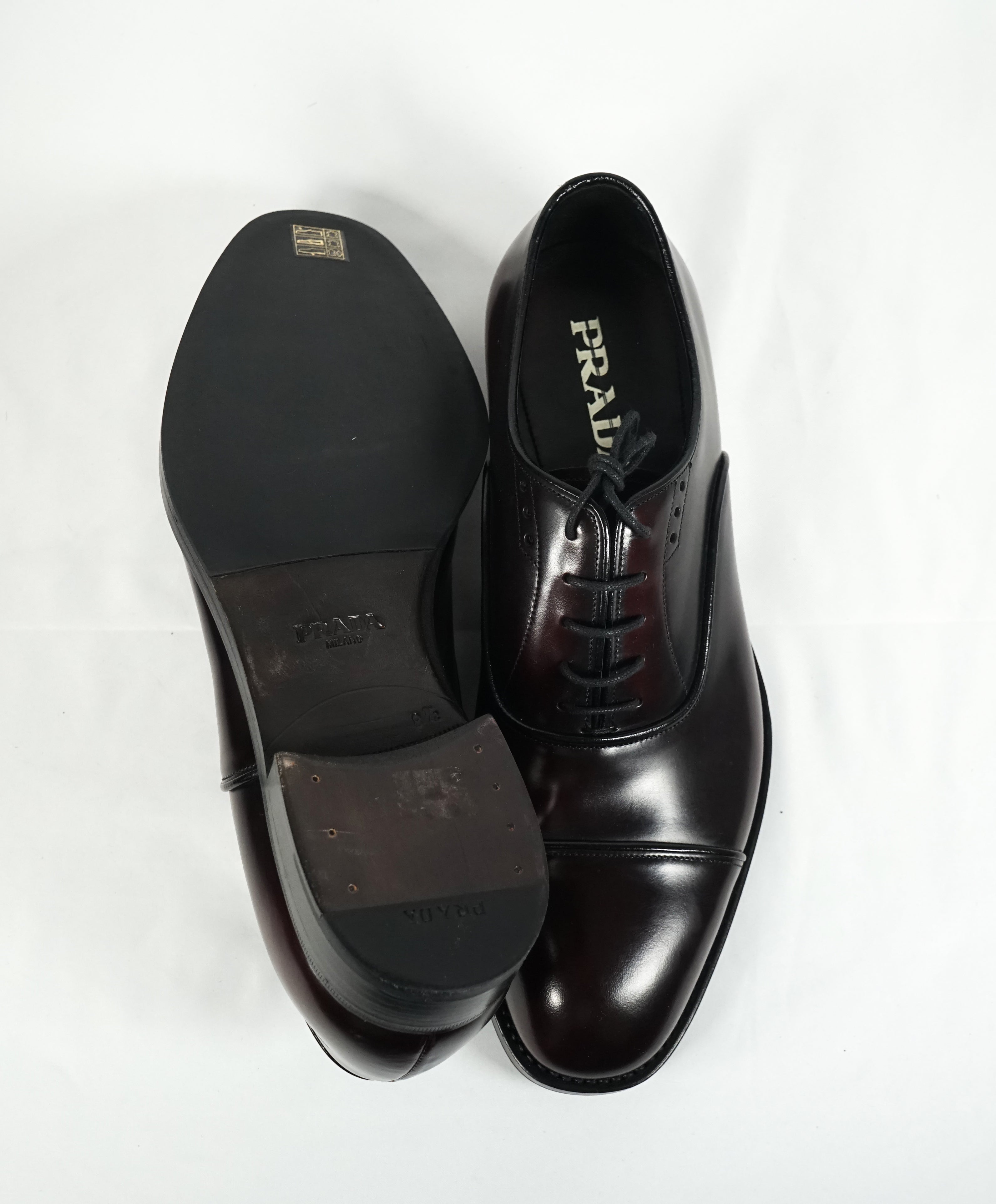 PRADA - Cordovan Cap Toe Dress Shoe Oxfords - 9