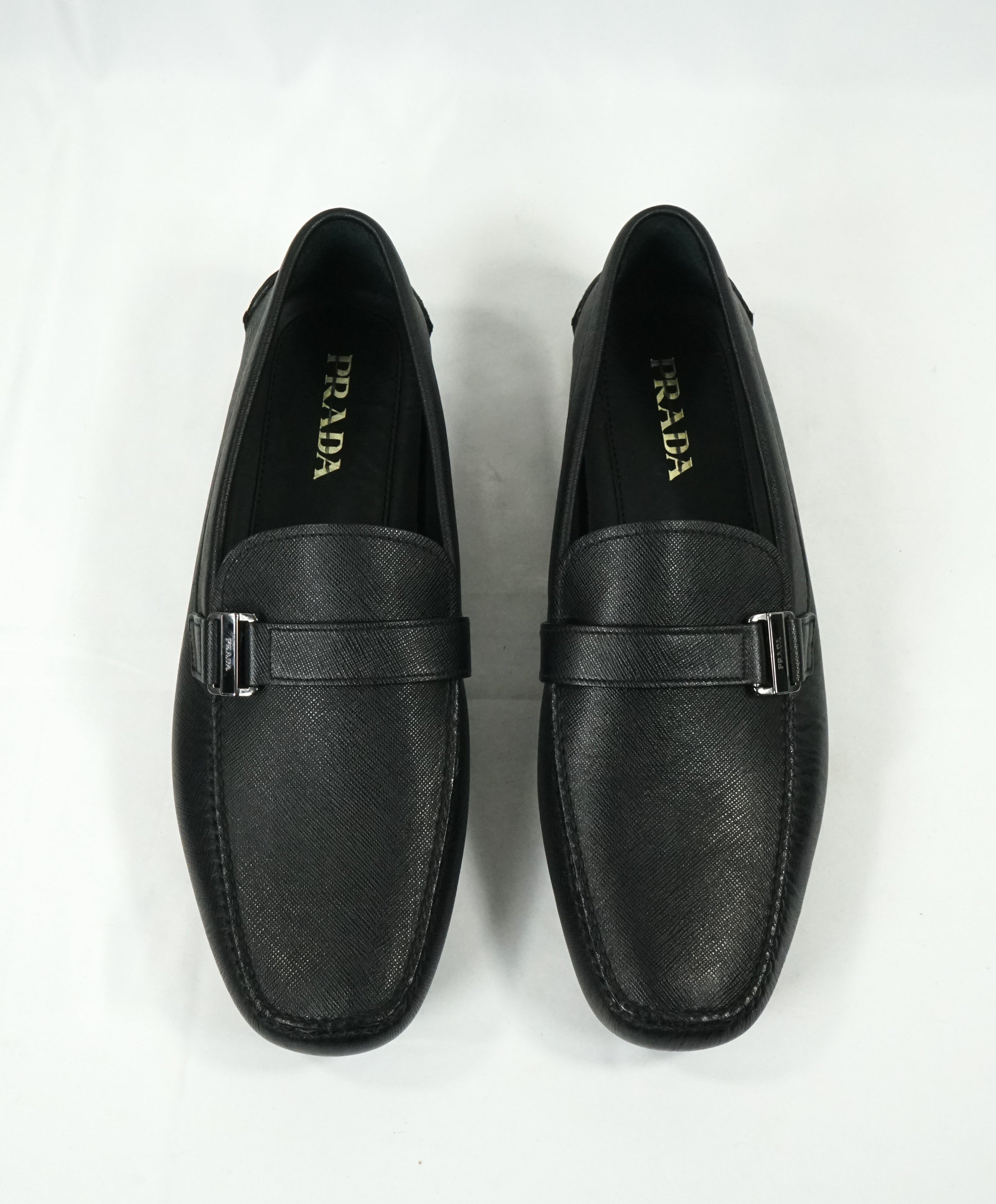 PRADA - Black Side Logo Bit Driving Loafers - 12