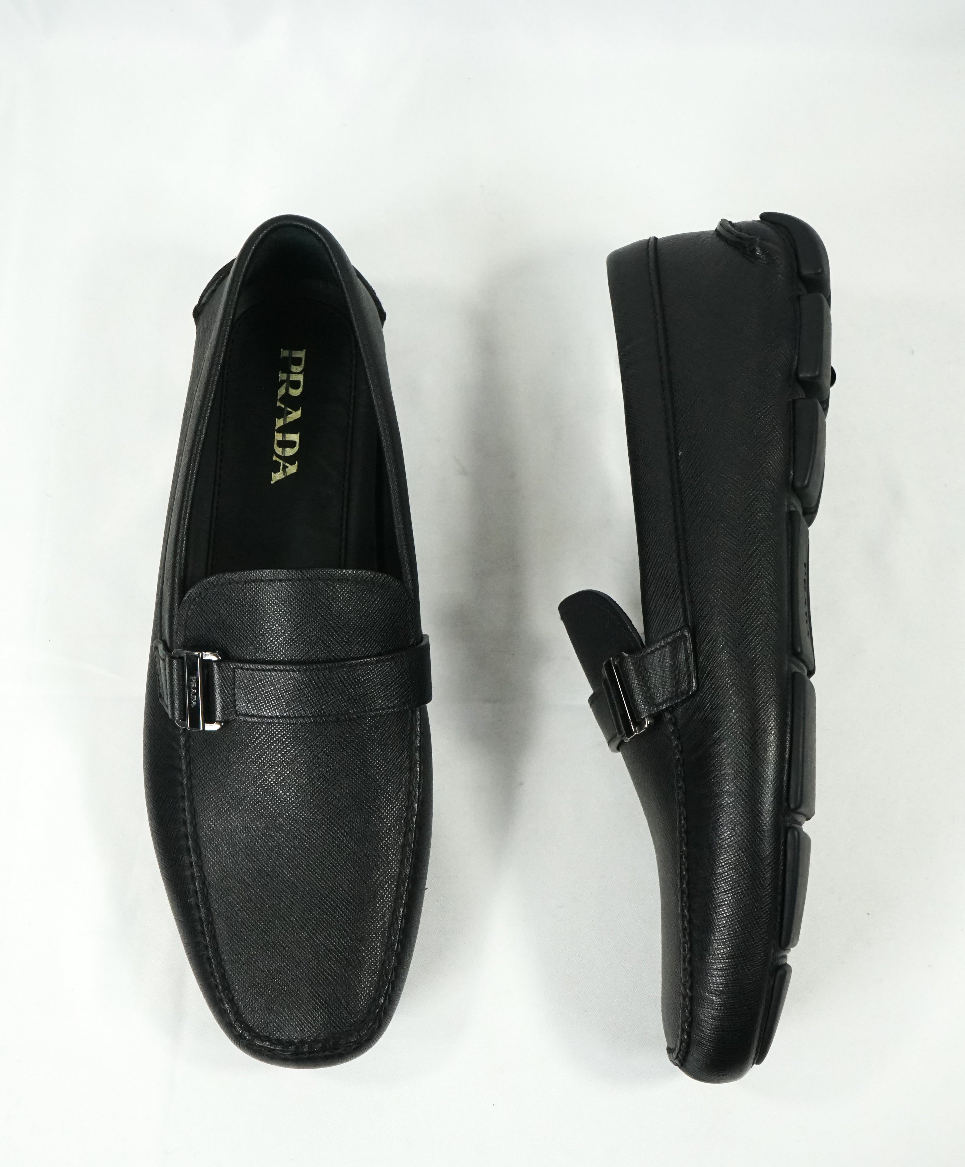 PRADA - Black Side Logo Bit Driving Loafers - 12