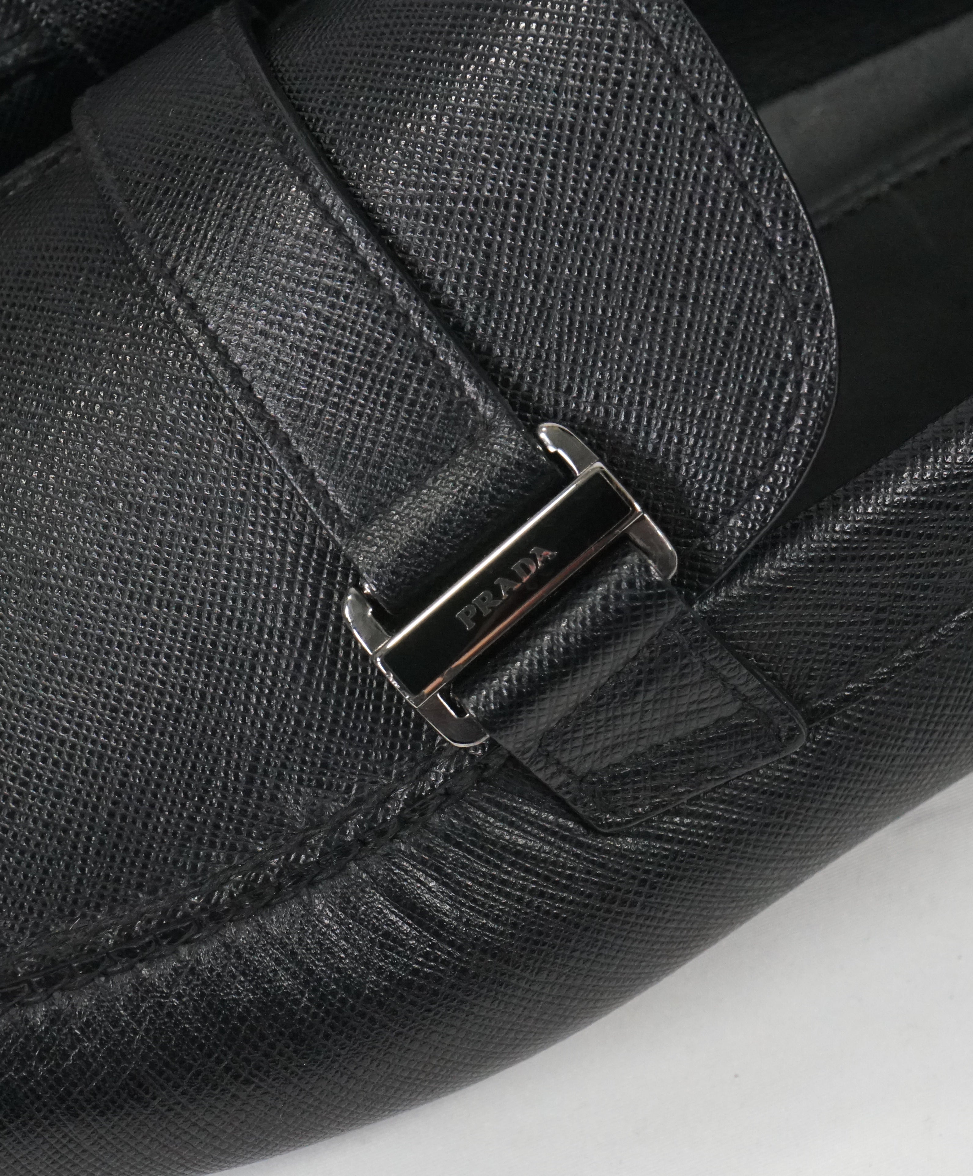 PRADA - Black Side Logo Bit Driving Loafers - 12