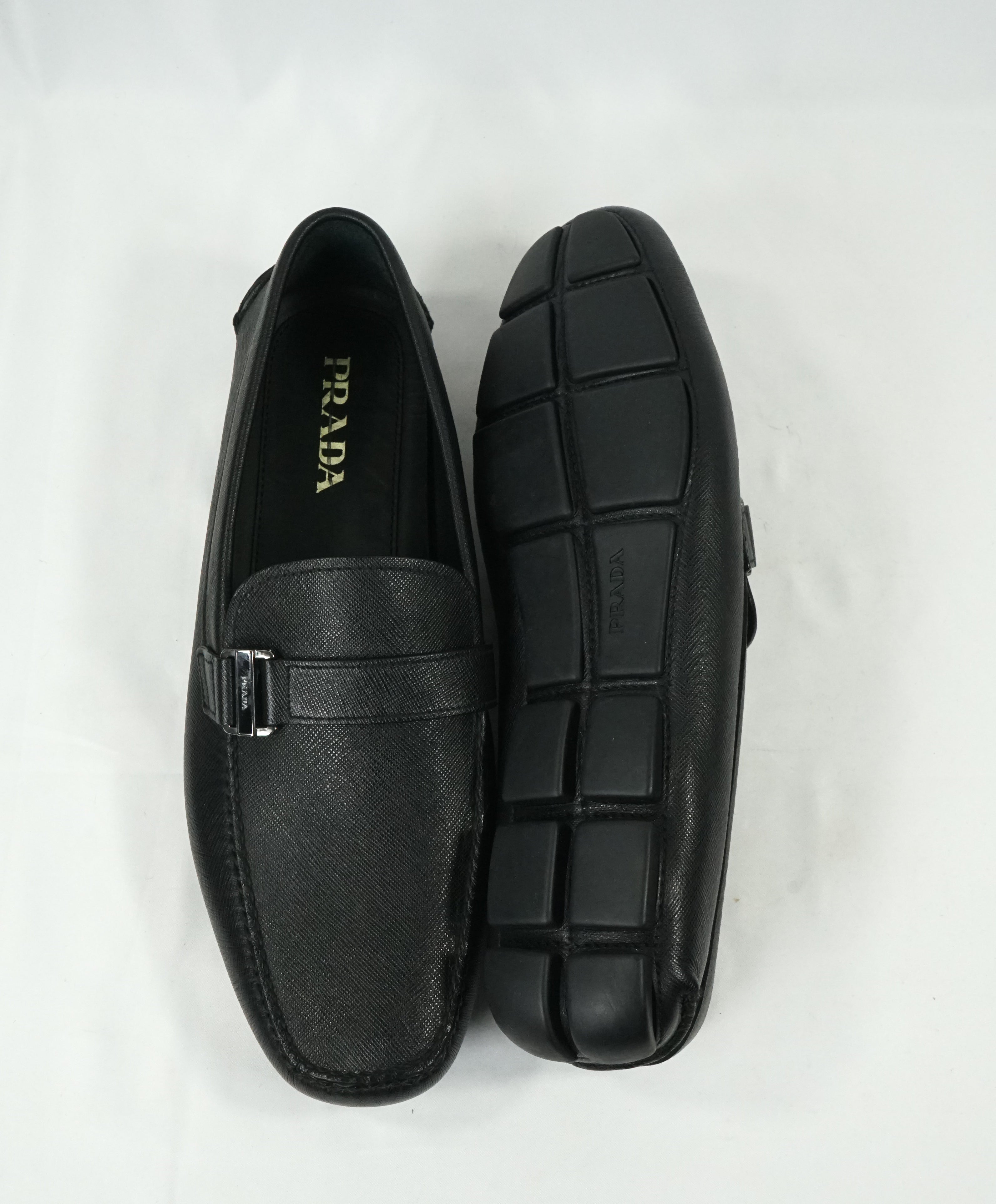 PRADA - Black Side Logo Bit Driving Loafers - 12