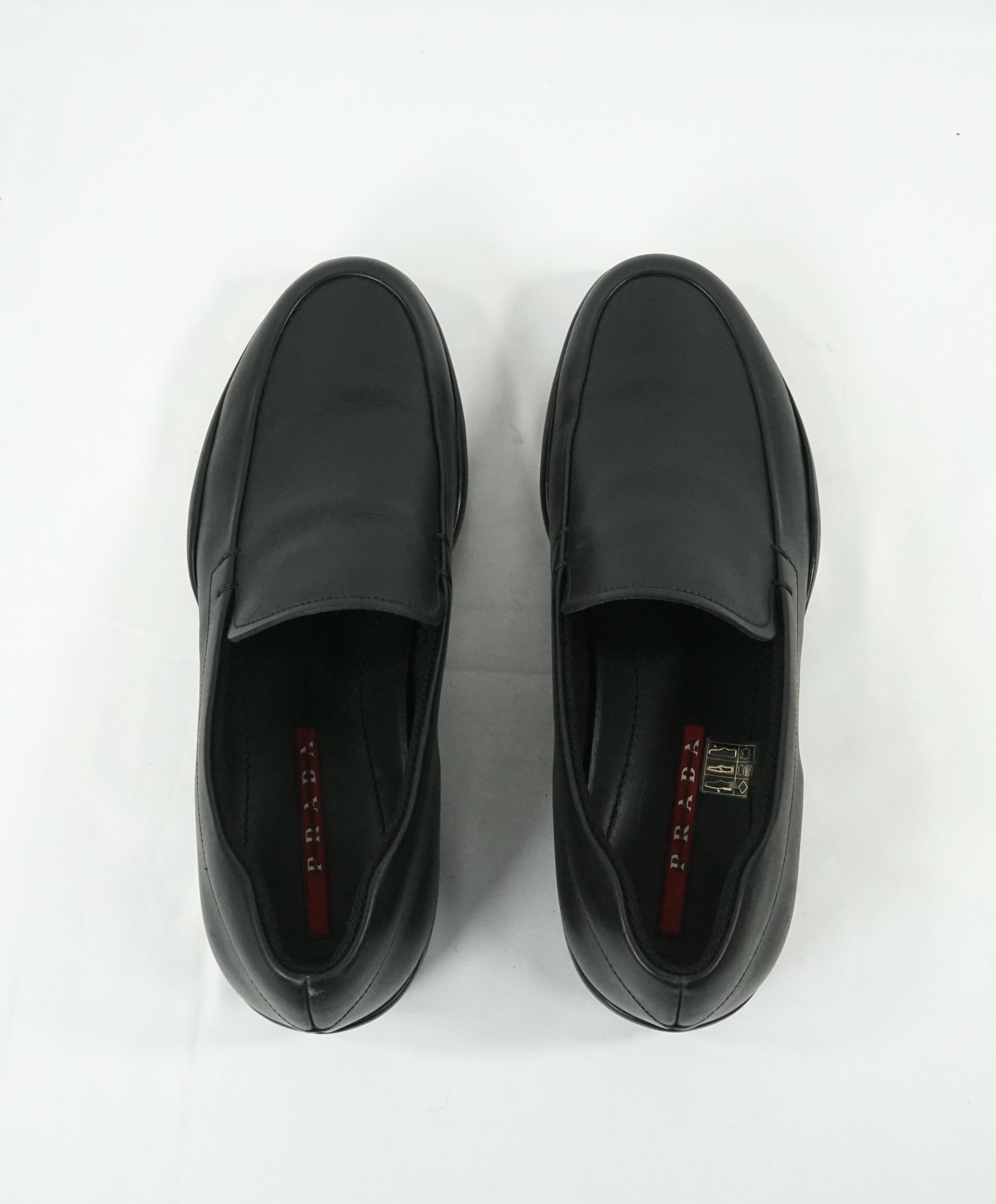 PRADA - Linea Rossa Plain Vamp Black Loafers  - 8.5