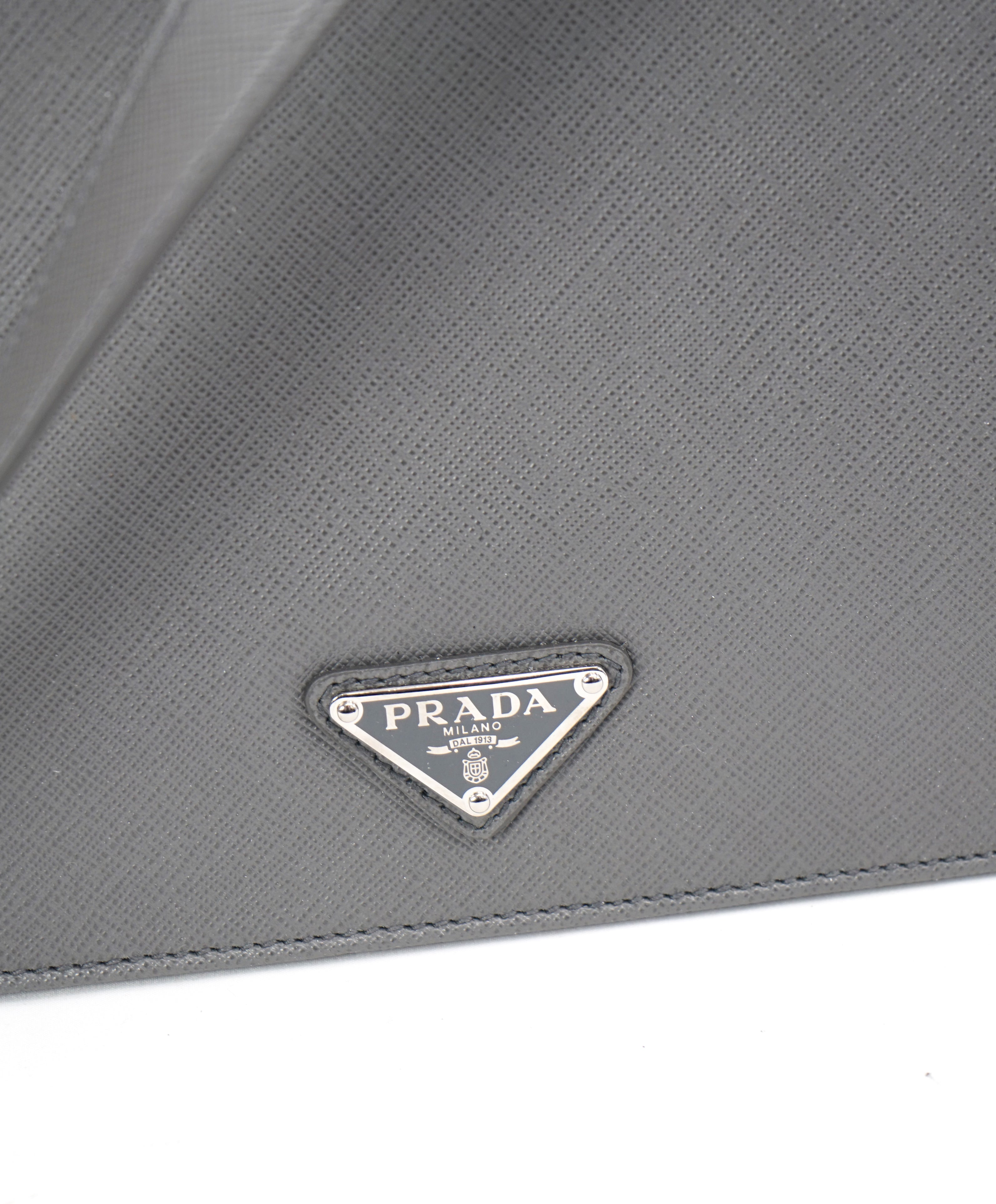 PRADA - "BALTICO" Gray Saffiano Leather Briefcase Bag With Strap -