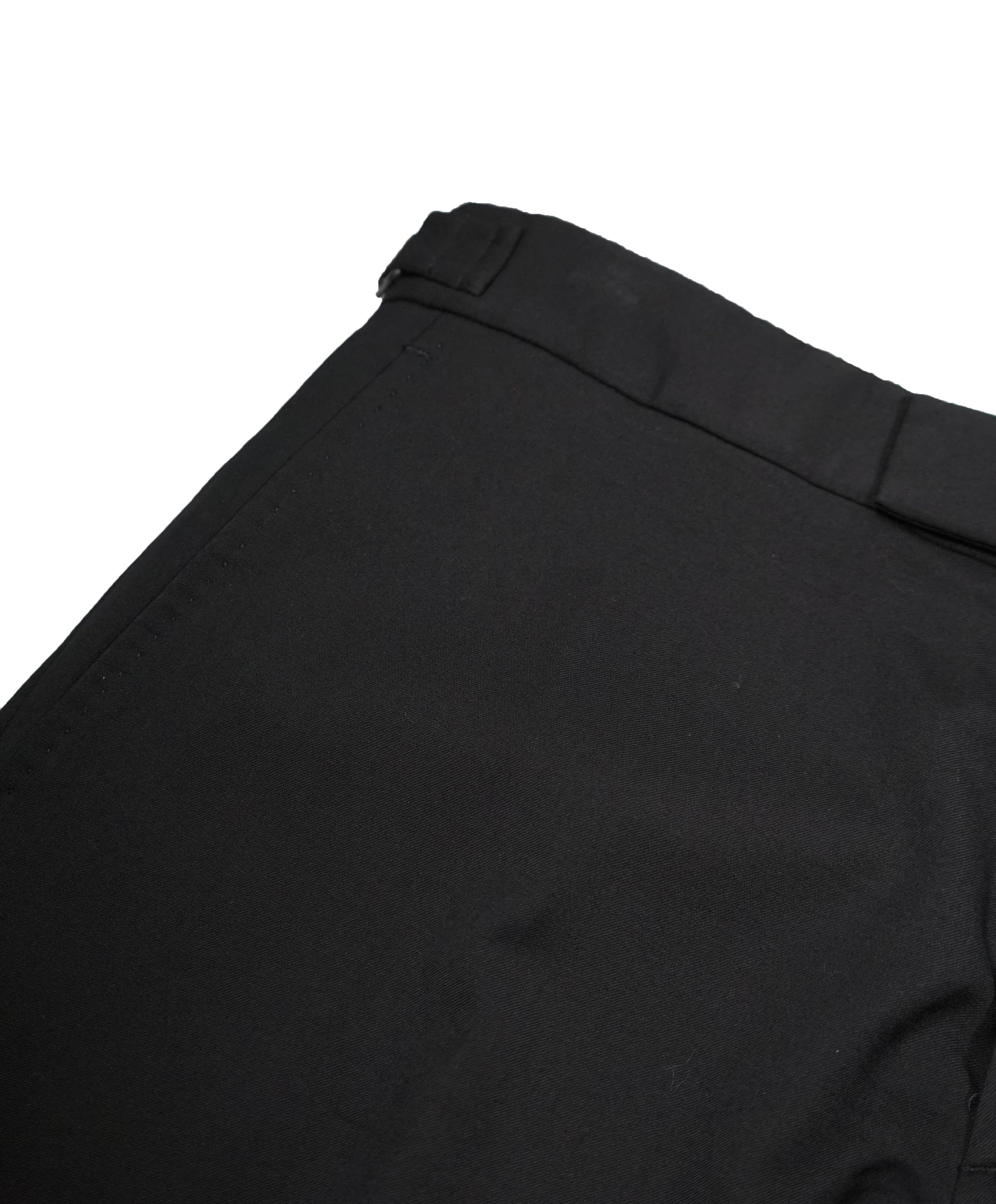 RALPH LAUREN BLACK LABEL - Solid Black Dress Pants With Side Tabs 