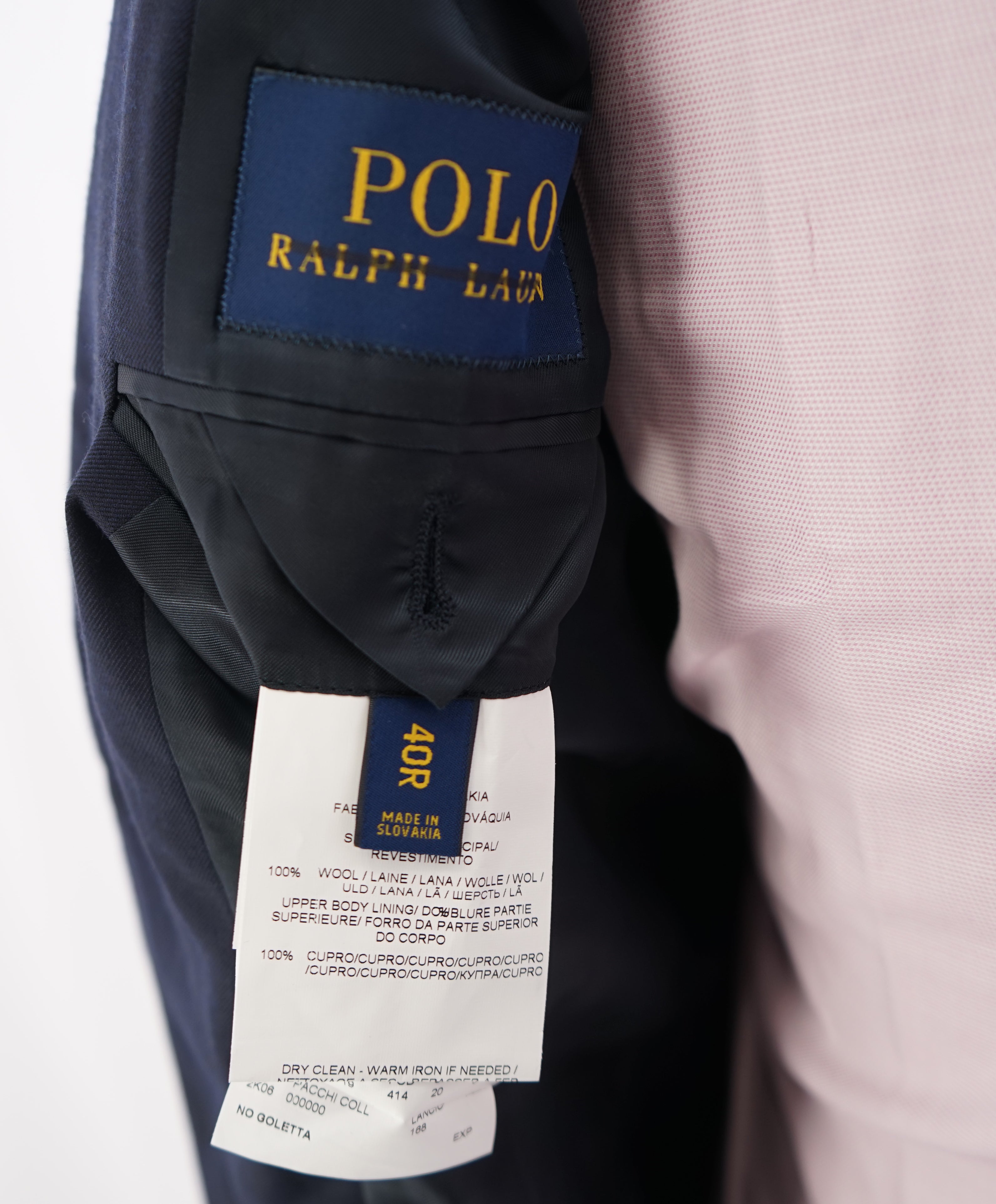 RALPH LAUREN BLUE LABEL "POLO" - Navy Wool Twill Suit With Side Tabs - 40R